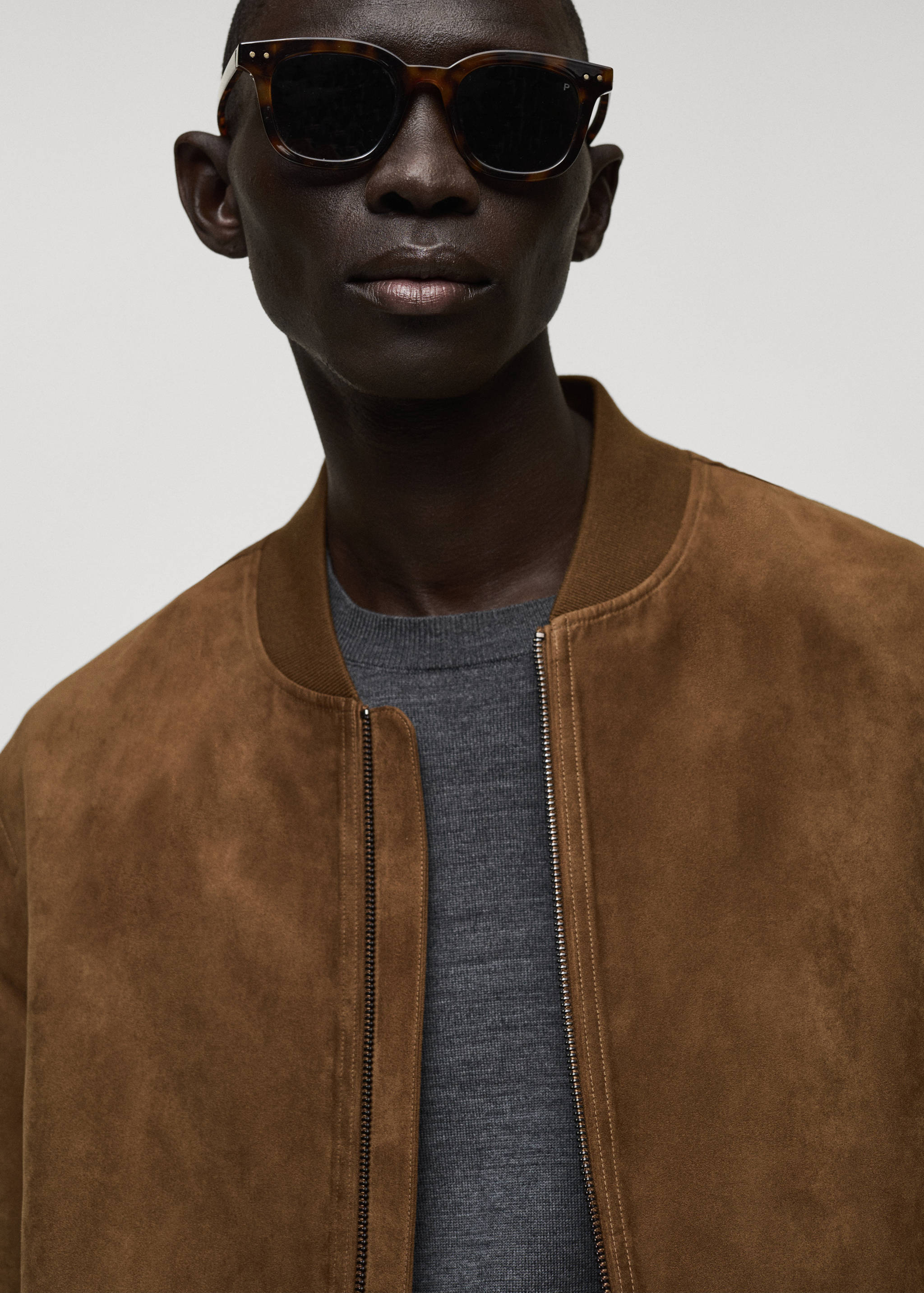 Suede-effect bomber jacket - Details of the article 1
