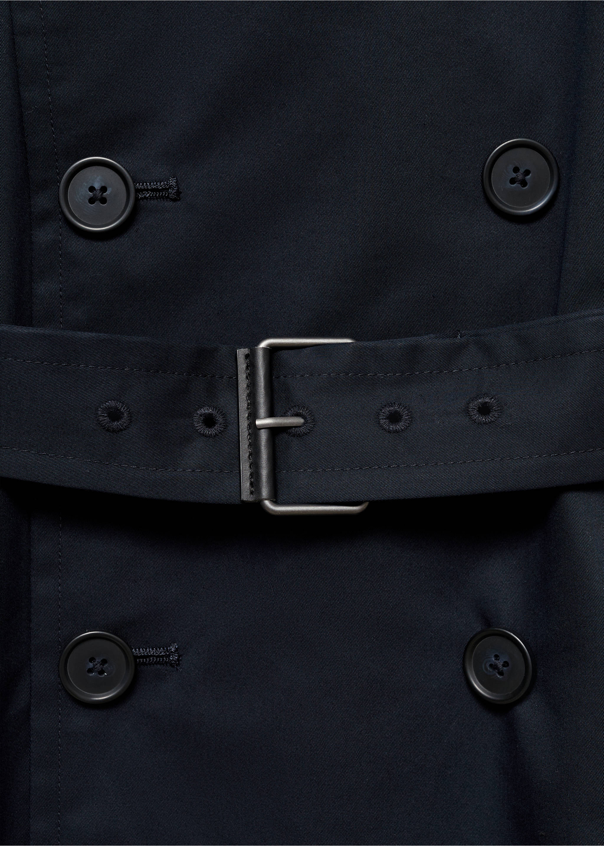Gabardina cinturón water repellent - Detalle del artículo 8, Azul noche. Ref: 87084387-00.