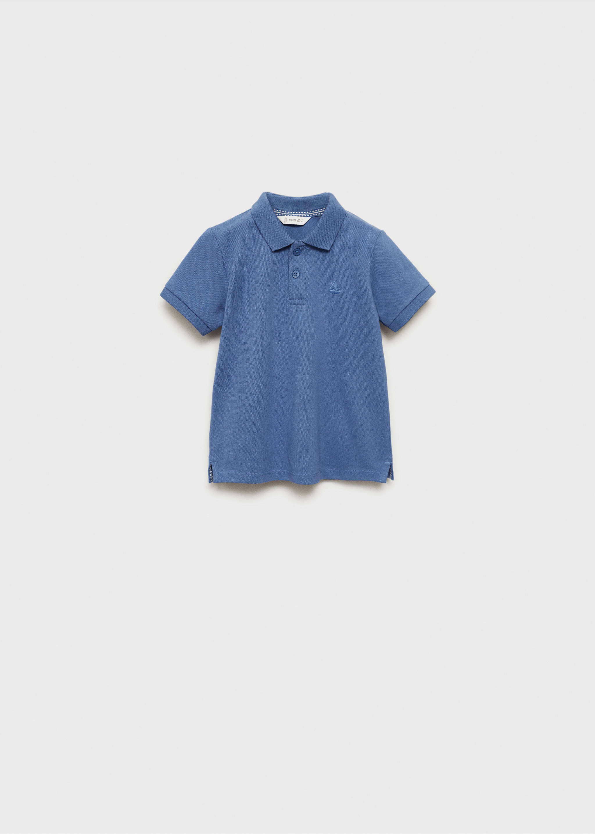 Short-sleeve knitted polo shirt - Article without model, Blue. Ref: 87084390-00.