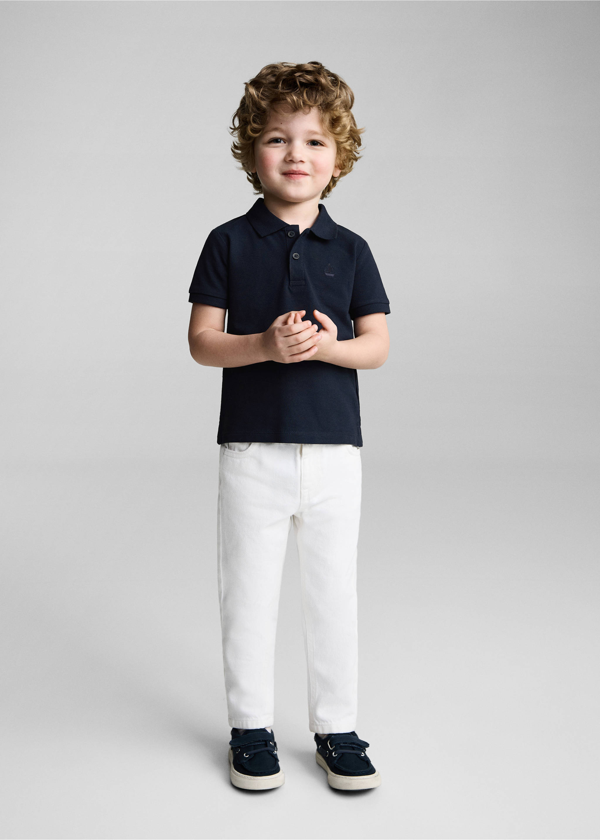 Polo maille manches courtes - Plan général, Bleu marine foncé. Ref: 87084390-00.