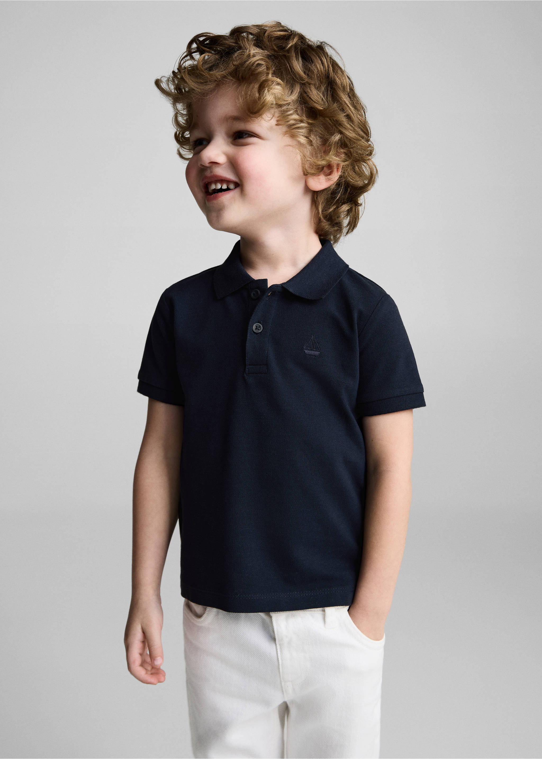 Polo maille manches courtes - Plan moyen, Bleu marine foncé. Ref: 87084390-00.