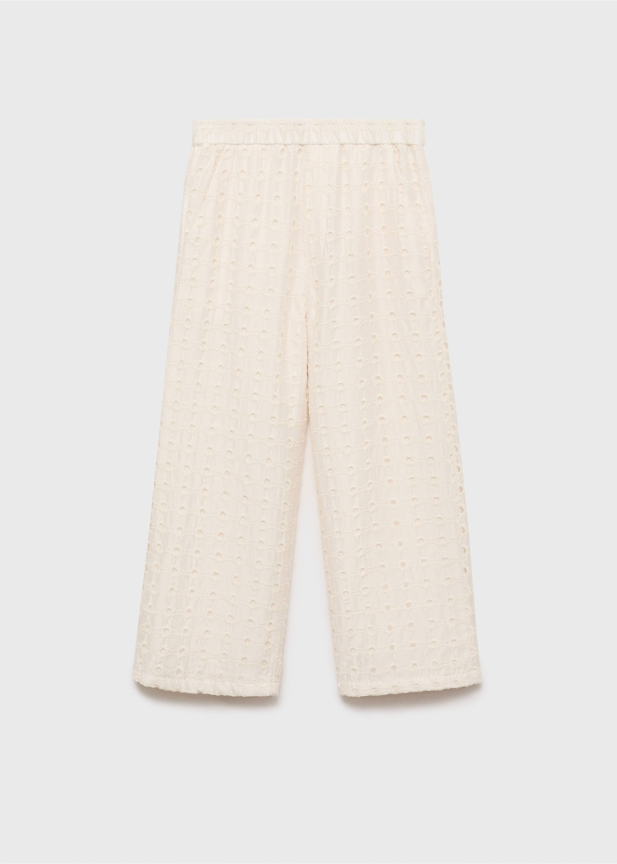 Swiss embroidered culotte trousers - Article without model, Ecru. Ref: 87084393-00.