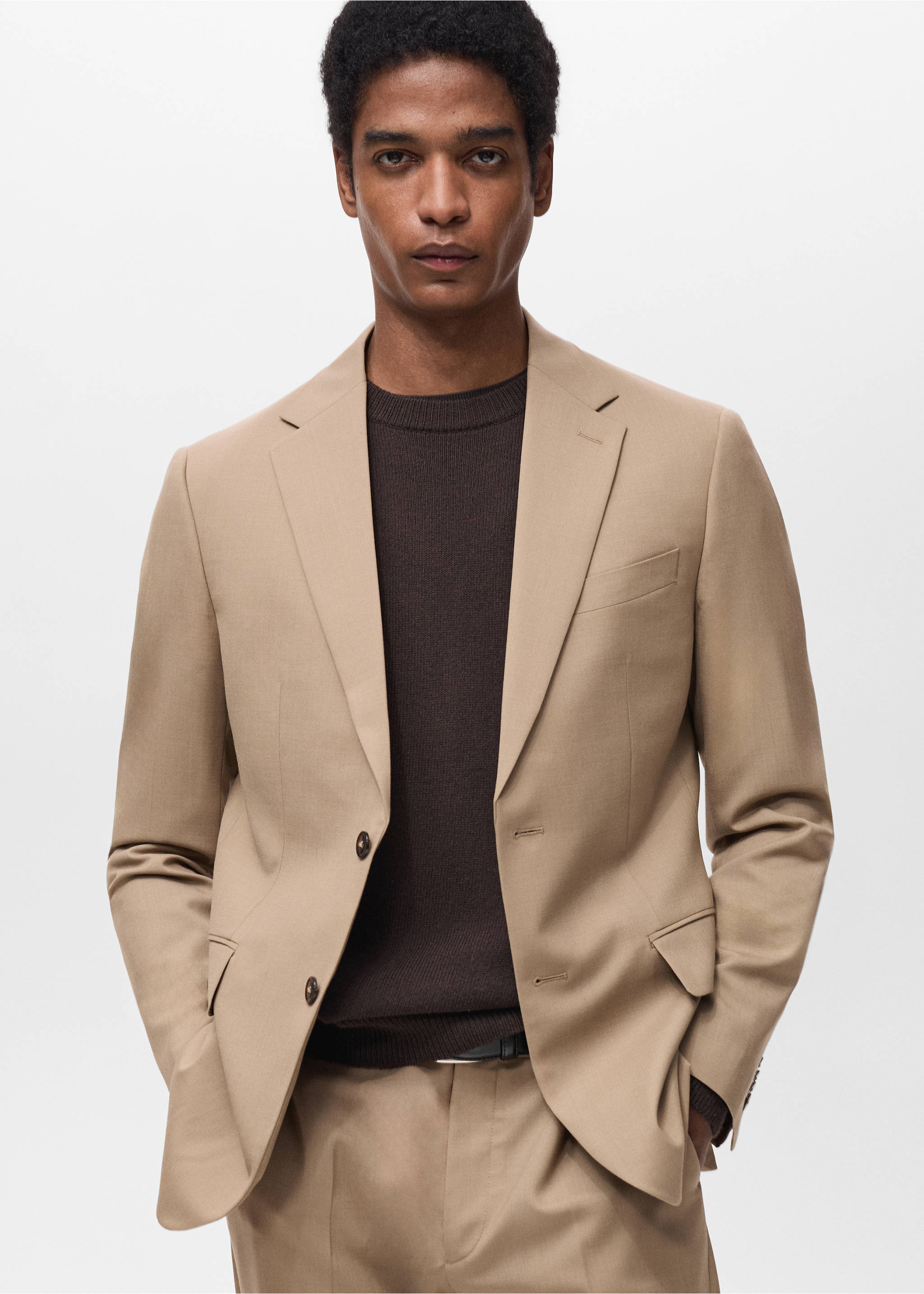 Sakko Turín aus 100 % Schurwolle - Mittlere Ansicht, Beige. Ref: 87084396-00.