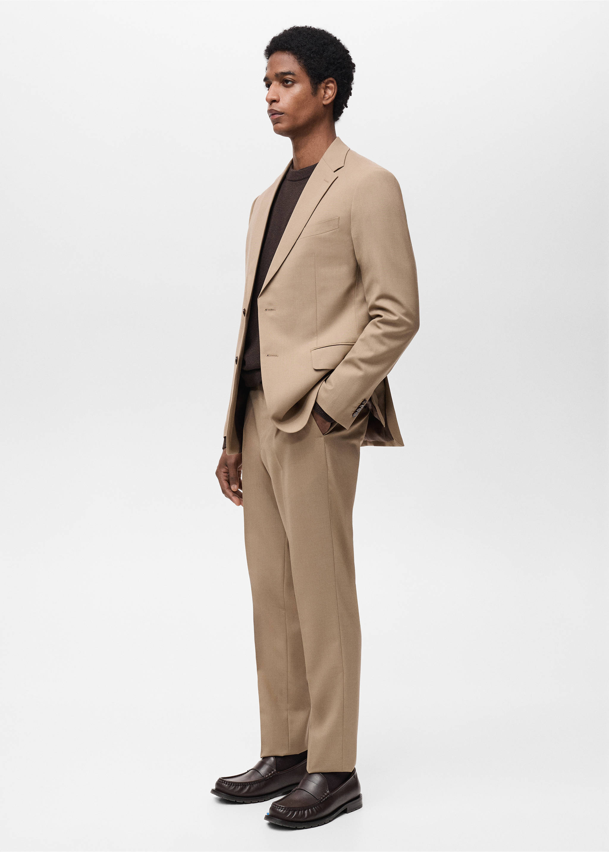 Sakko Turín aus 100 % Schurwolle - Detail des Artikels 2, Beige. Ref: 87084396-00.