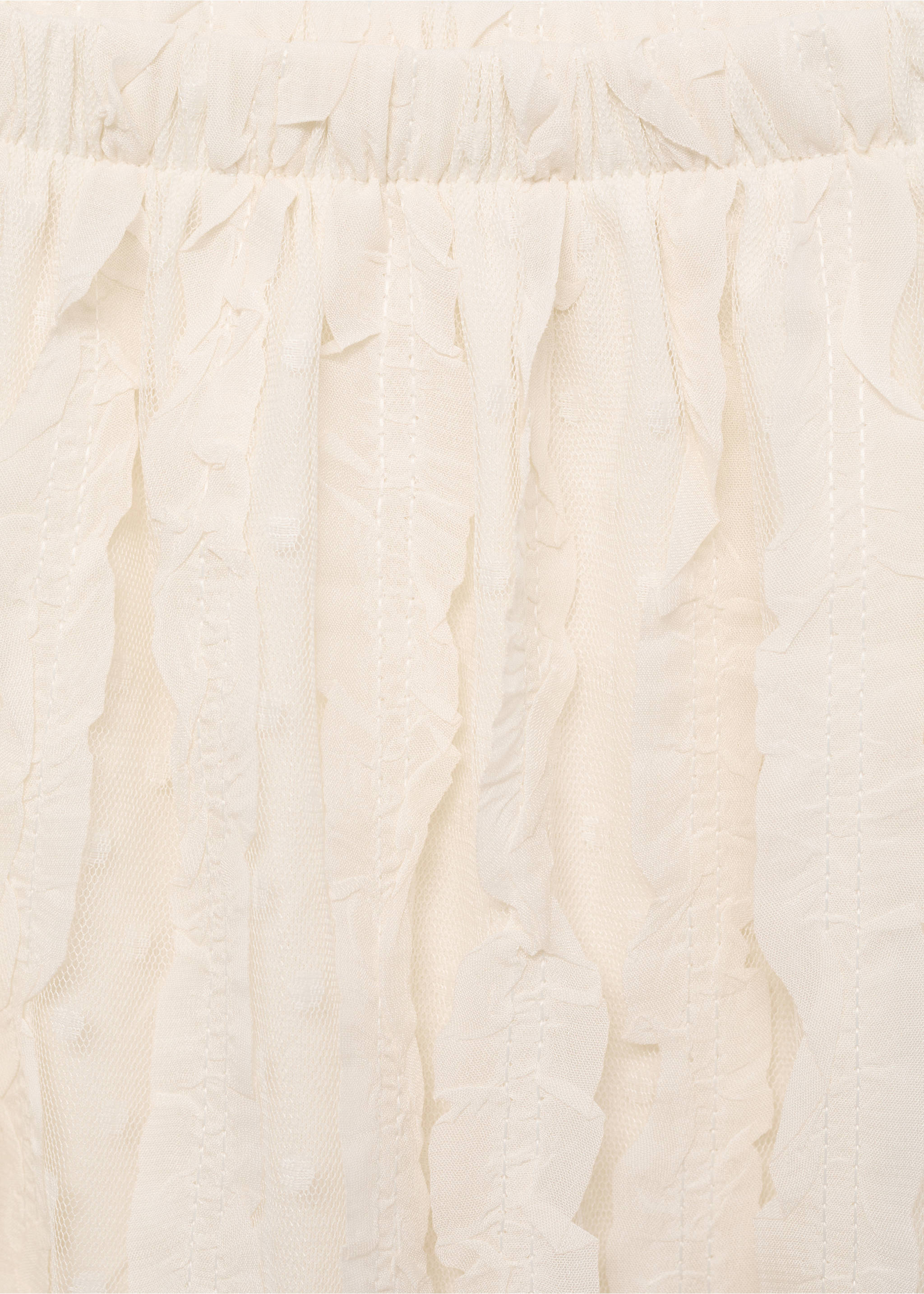 Contrast panels tulle skirt - Details of the article 8, Ecru. Ref: 87084401-00.