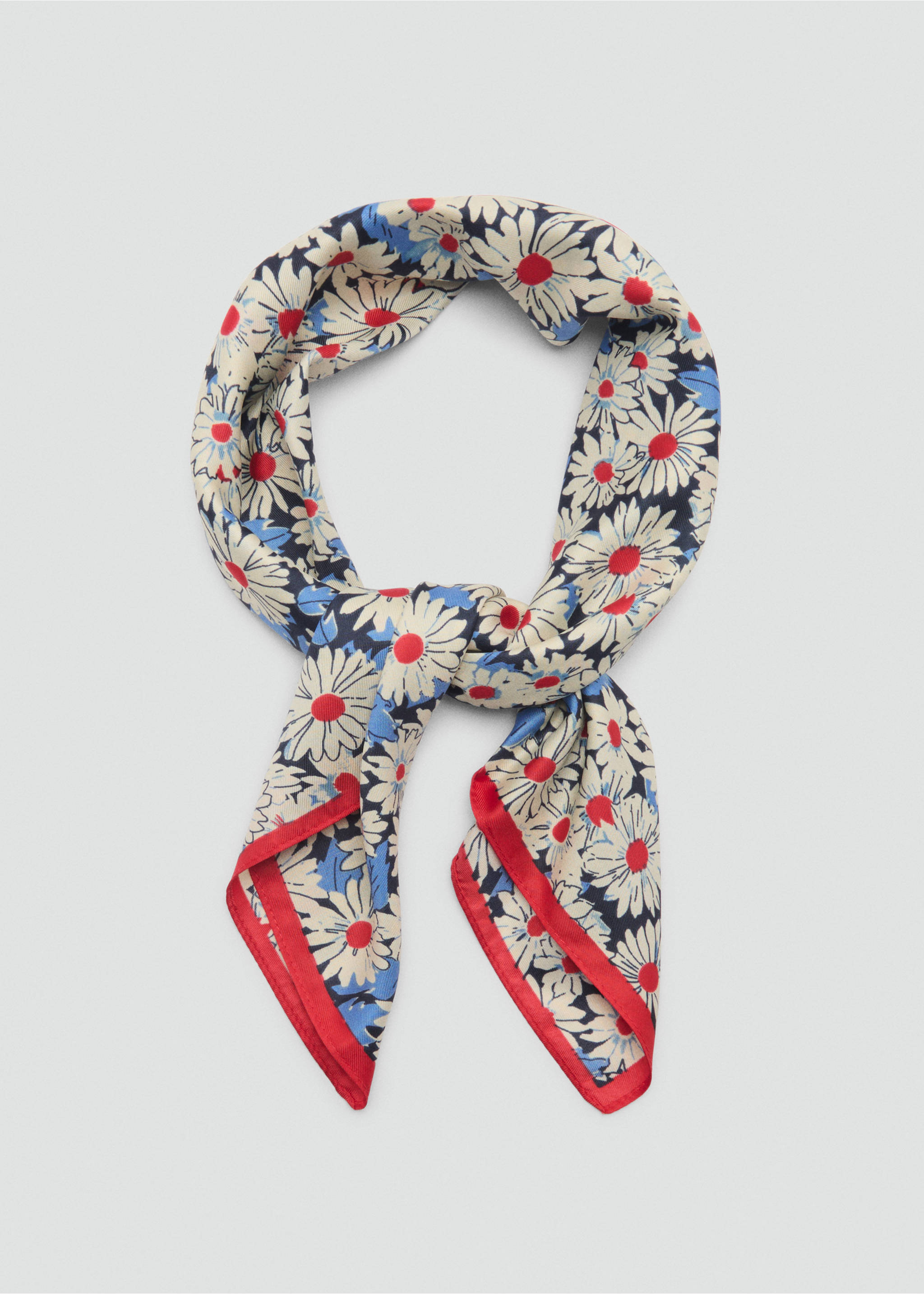 Floral print scarf - Details of the article 1, Red. Ref: 87084407-00.