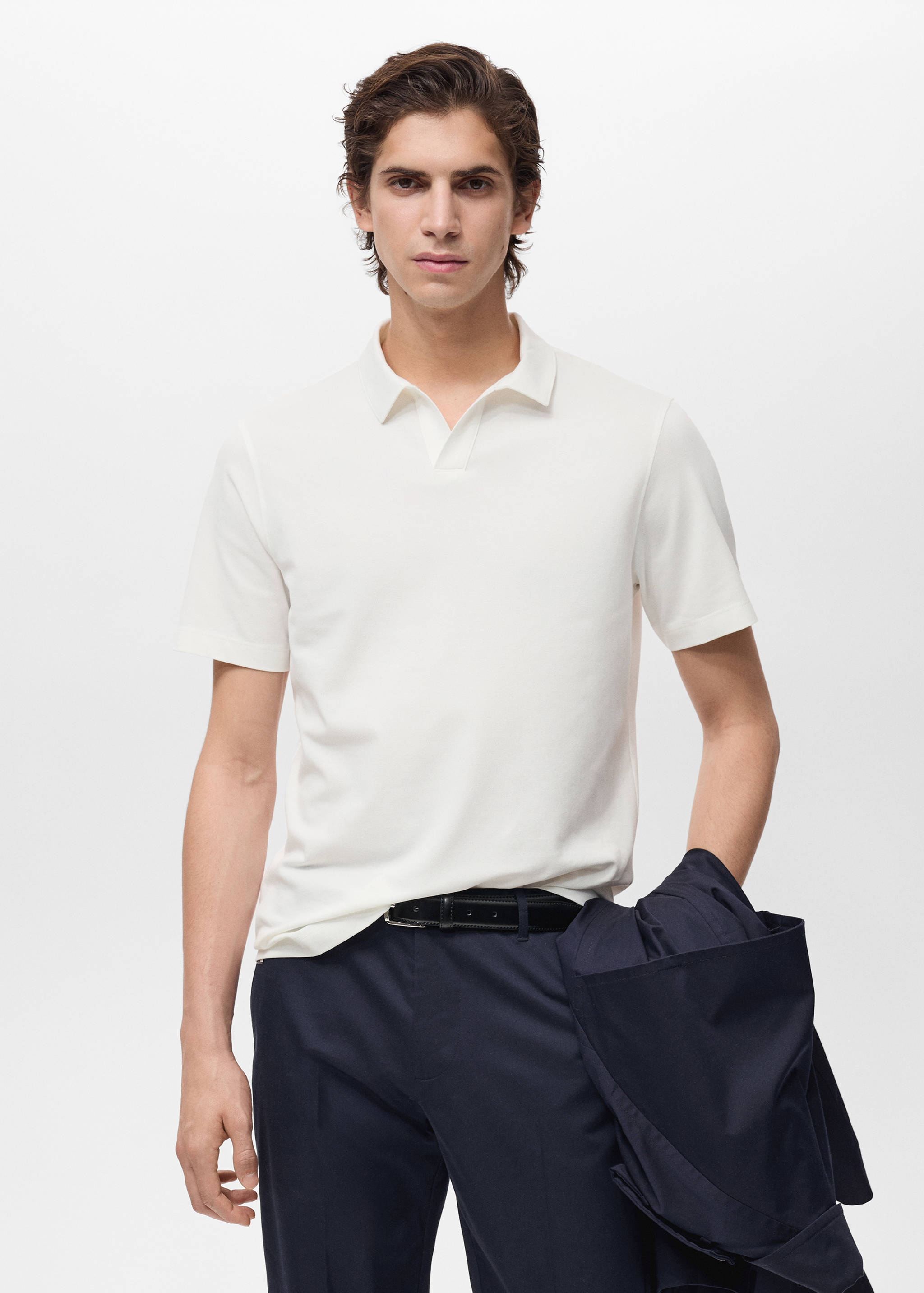 Slim fit polo majica od pamučnog pikea - Prikaz srednjeg dijela