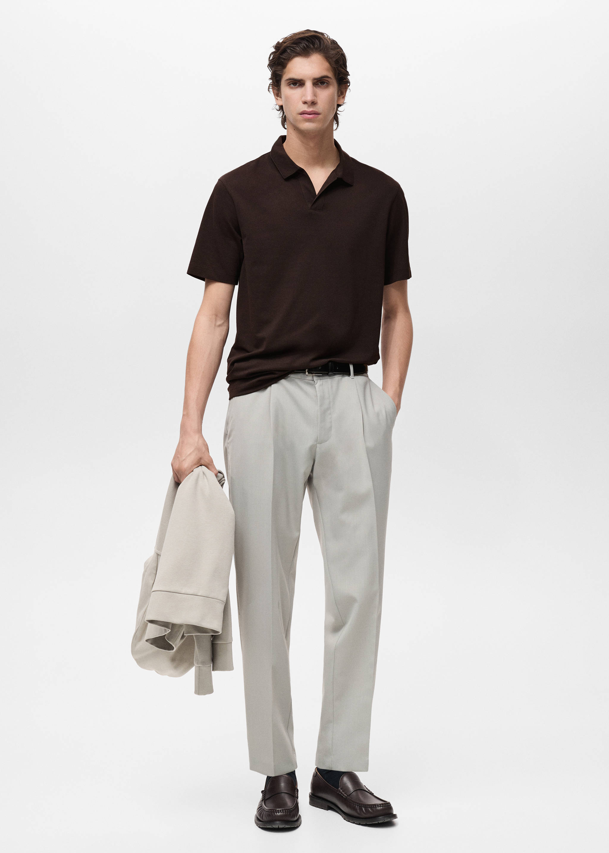 Slim-fit cotton-piqué polo shirt - General plane