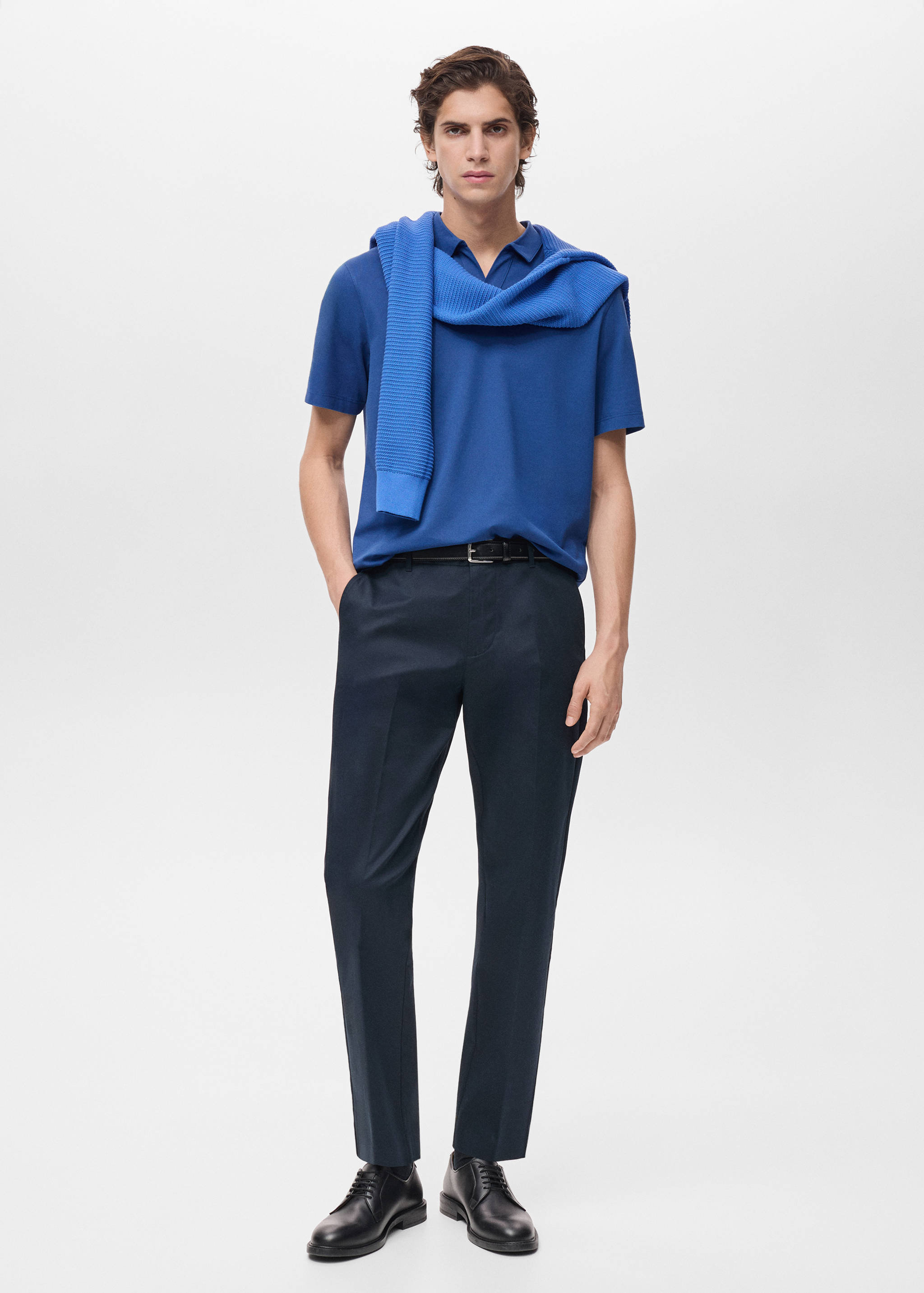 Slim-fit cotton-piqué polo shirt - General plane