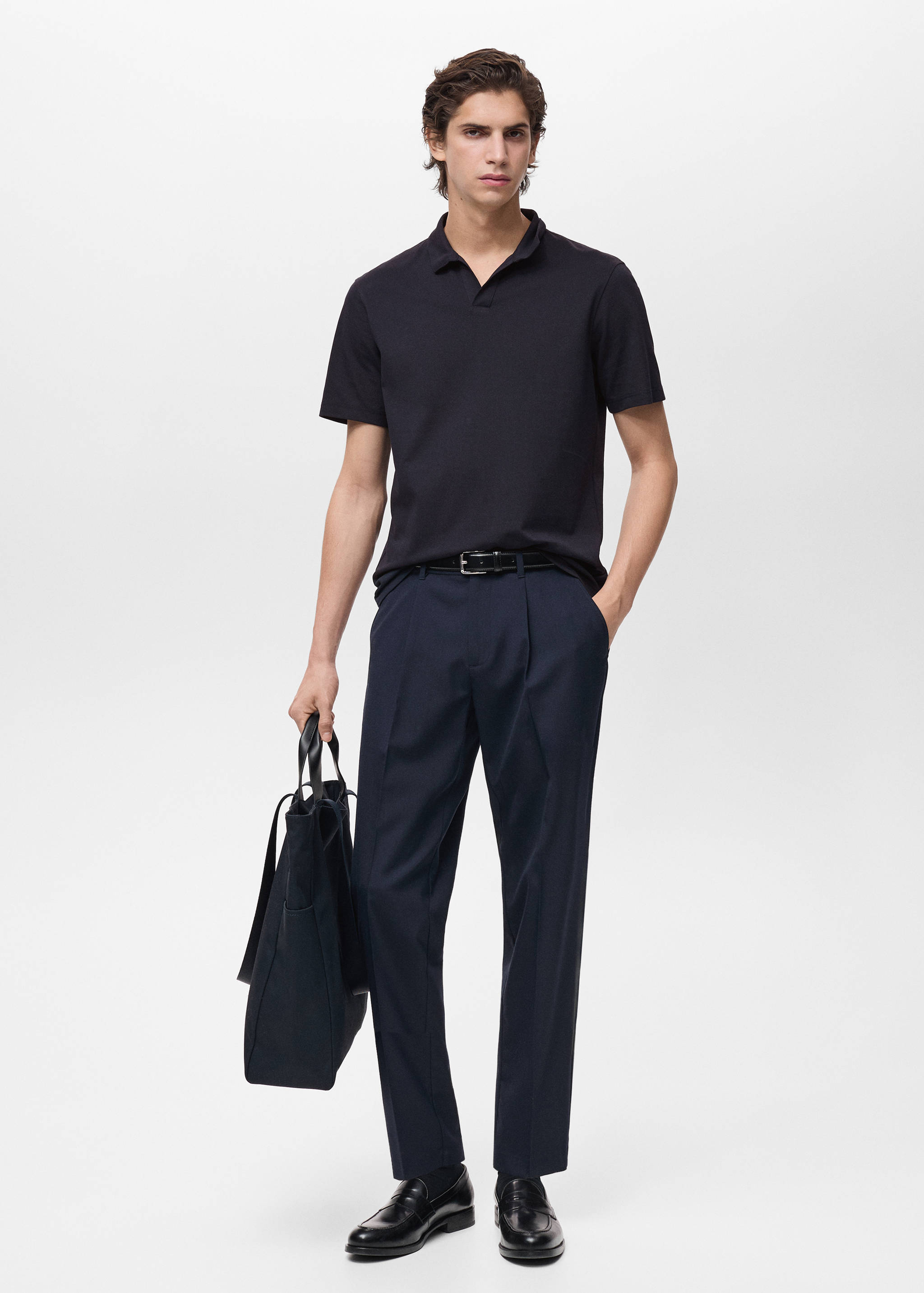 Slim-fit cotton-piqué polo shirt - General plane