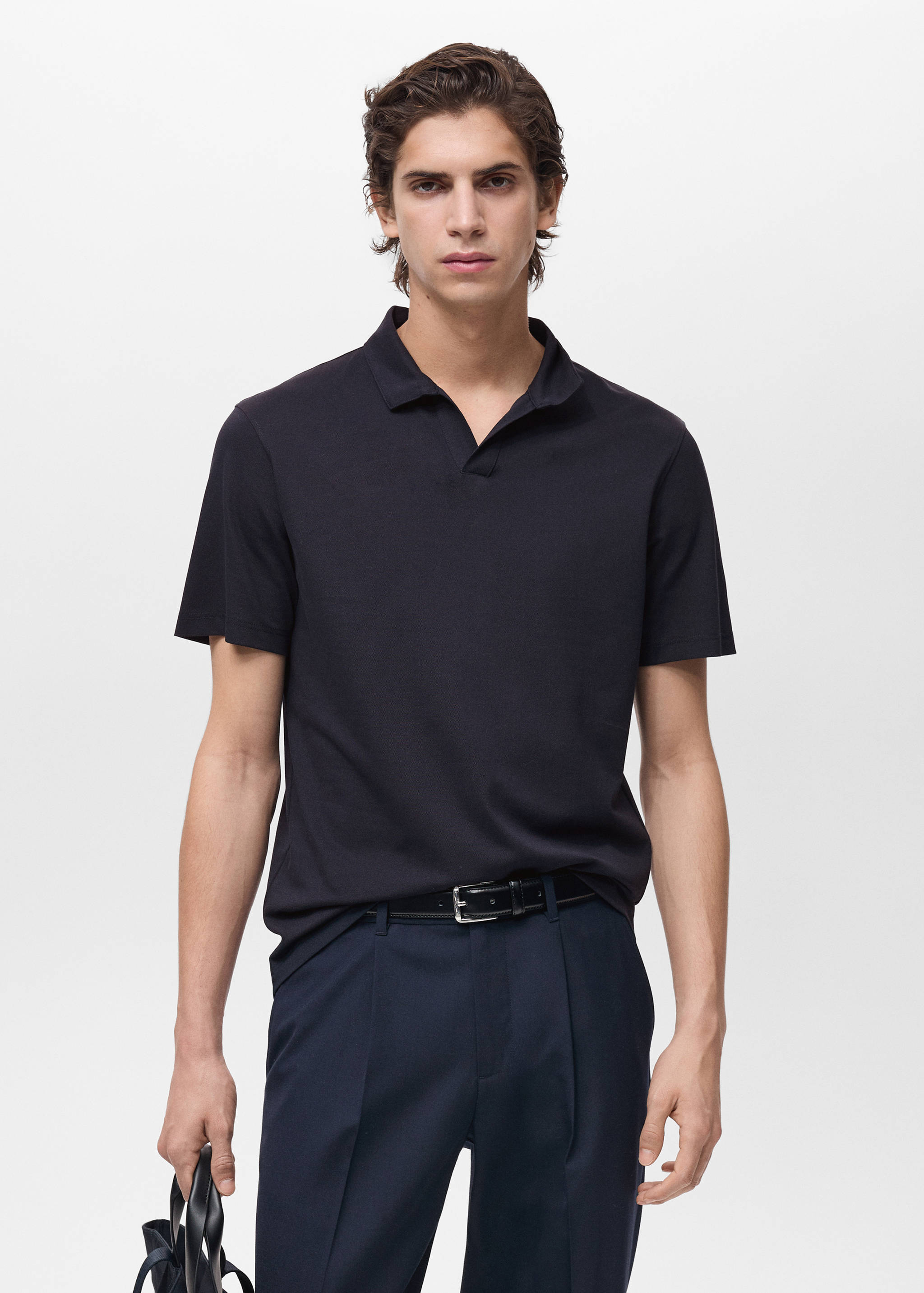Slim-fit cotton-piqué polo shirt - Medium plane