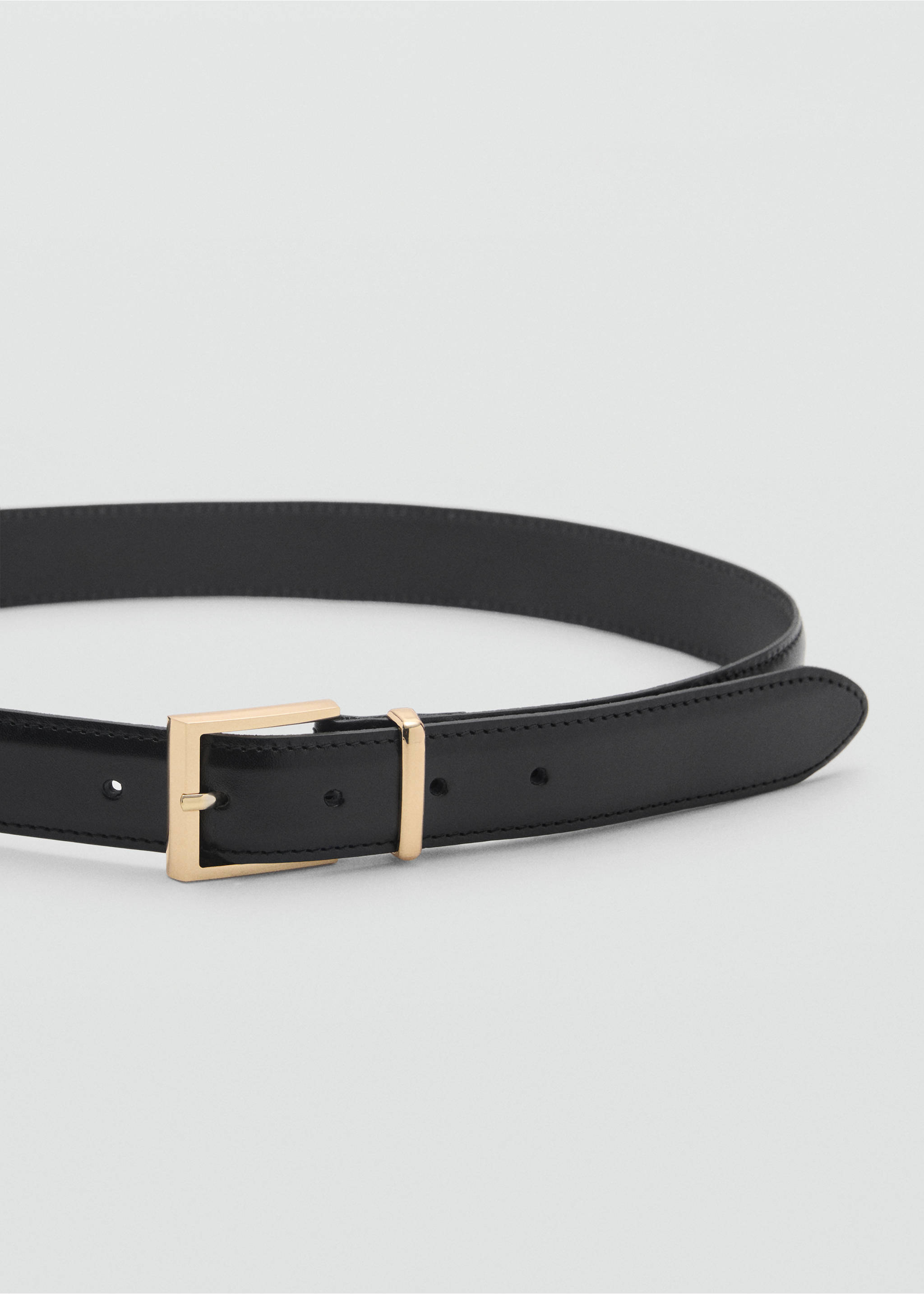 Leather belt with square buckle - Medium plane, Black. Ref: 87084412-00.