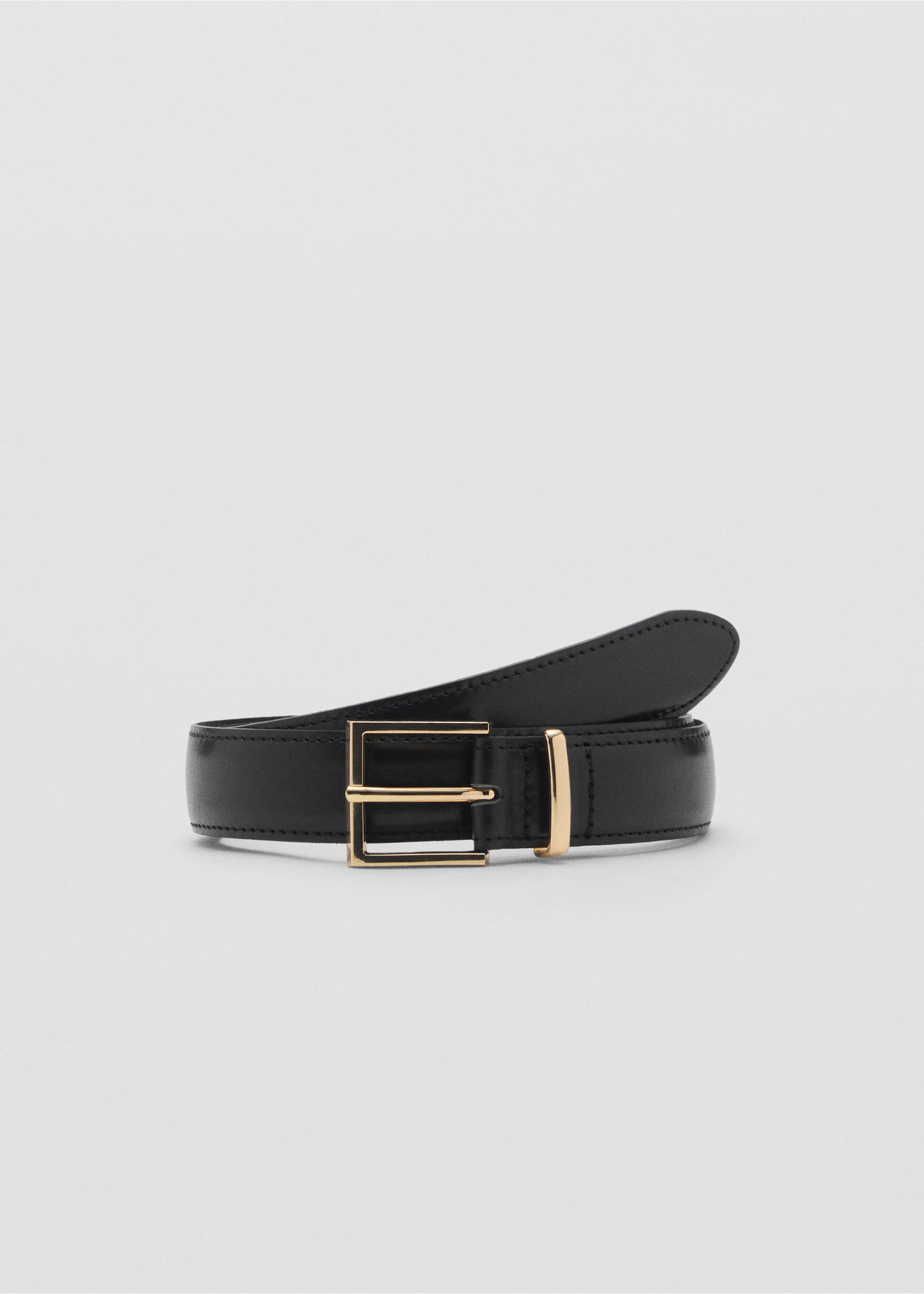 Leather belt with square buckle - Article without model, Black. Ref: 87084412-00.