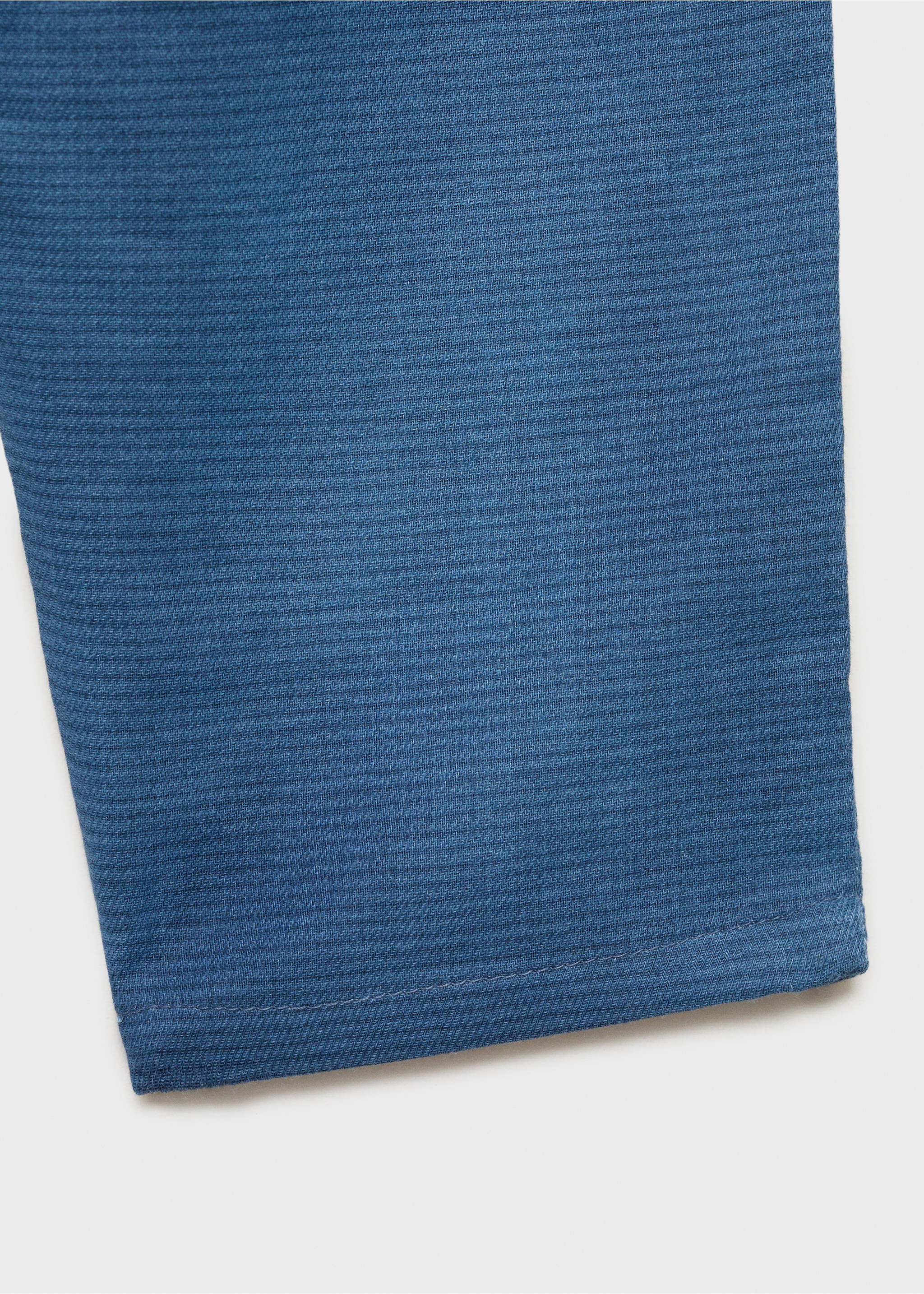 Textured cotton trousers - Details of the article 0, Blue. Ref: 87084414-00.