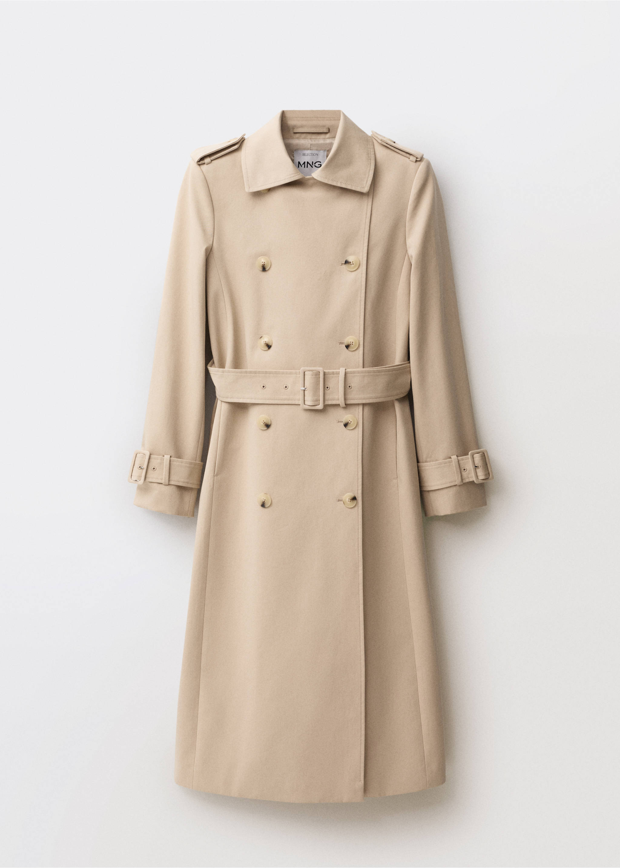 Double-breasted cotton trench coat - Article without model, Beige. Ref: 87084415-00.