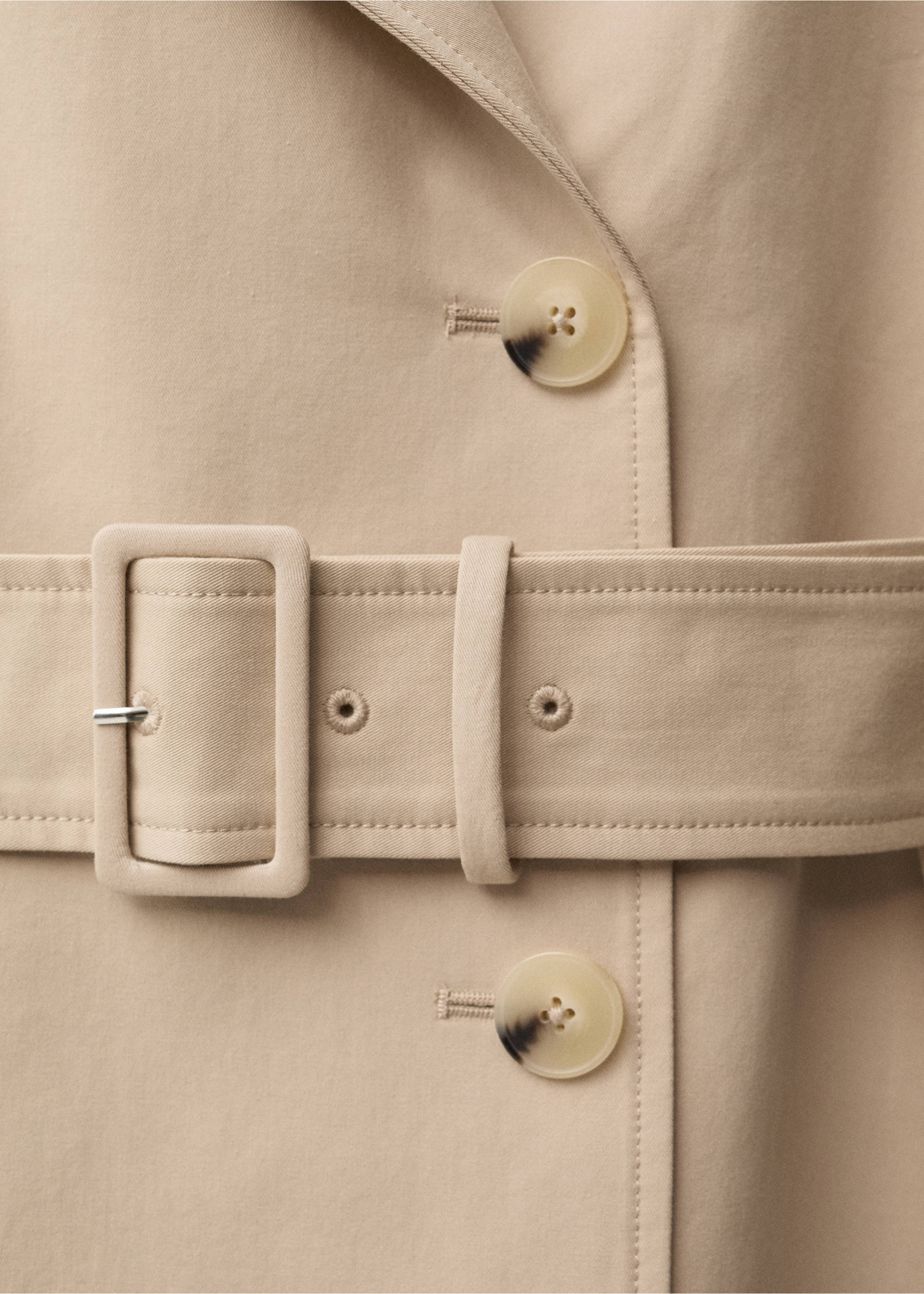 Double-breasted cotton trench coat - Details of the article 8, Beige. Ref: 87084415-00.