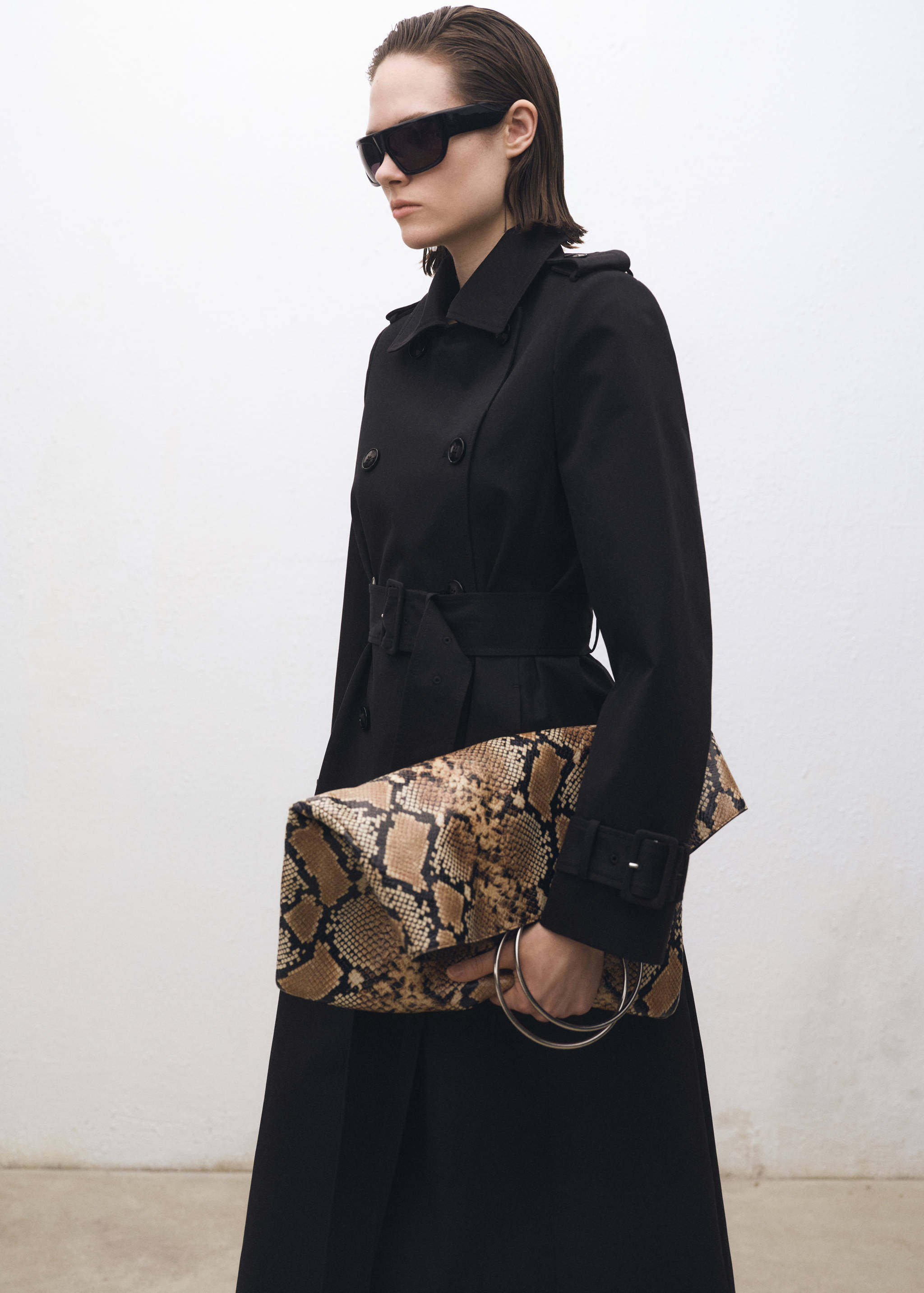 Double-breasted cotton trench coat - Medium plane