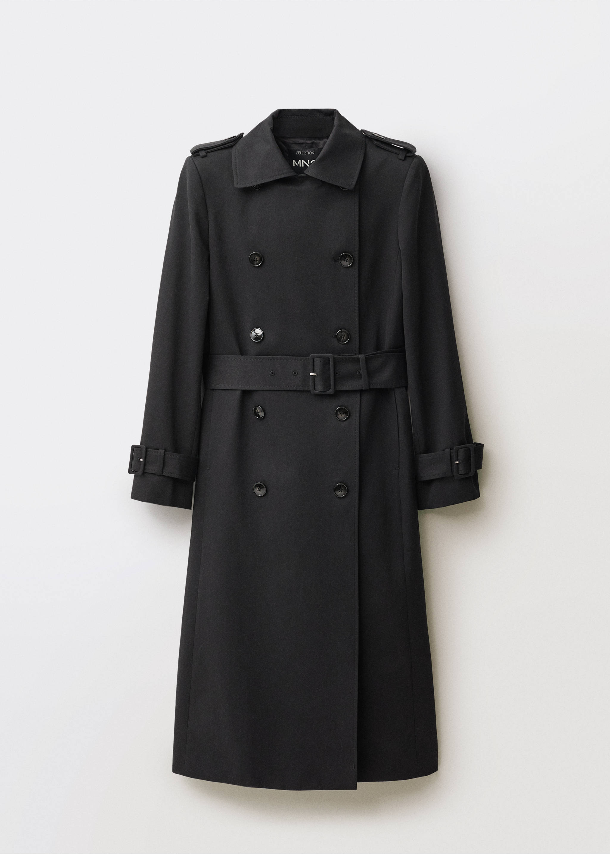 Double-breasted cotton trench coat - Article without model, Black. Ref: 87084415-00.