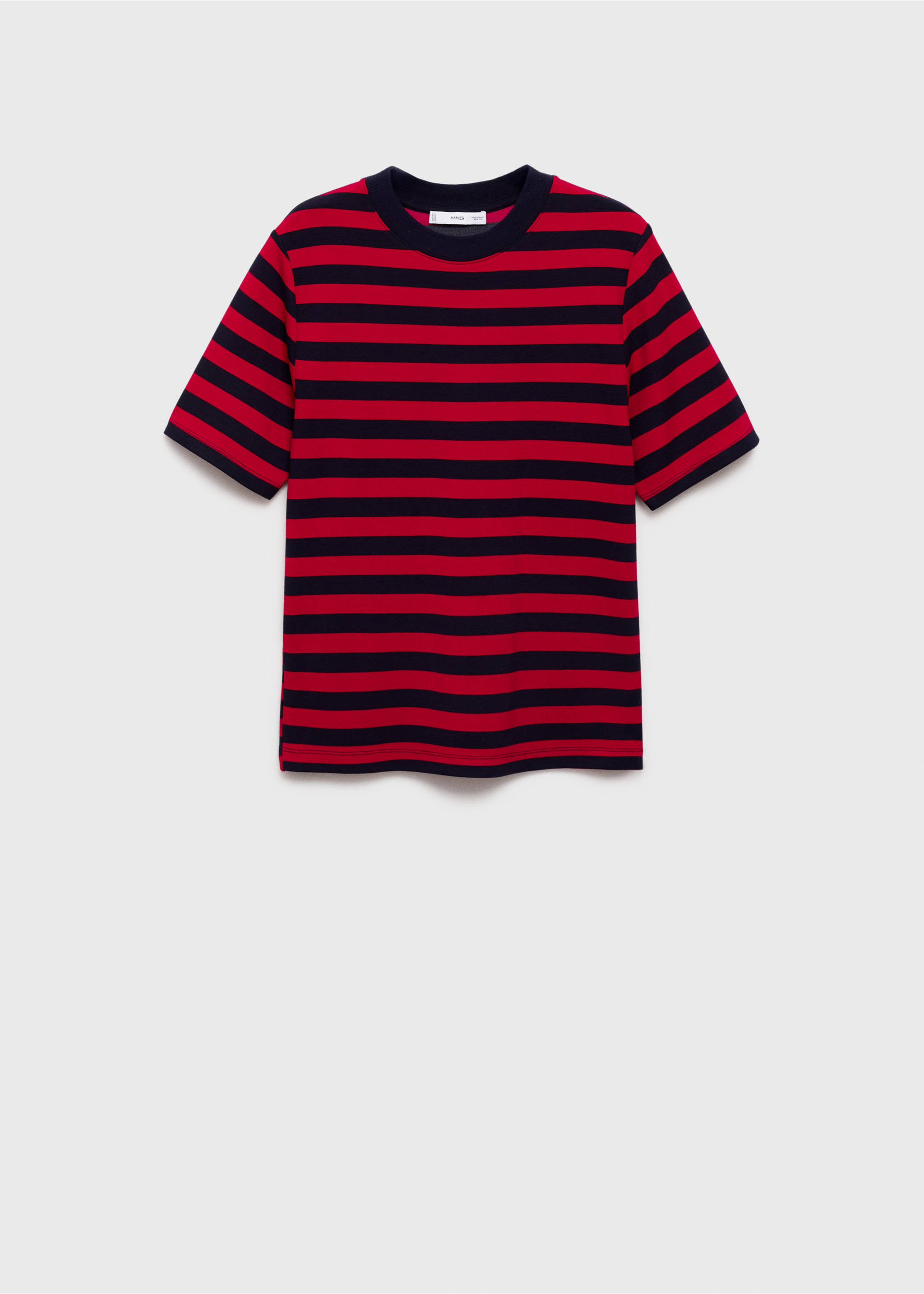 Striped short-sleeved t-shirt - Article without model, Red. Ref: 87084417-00.
