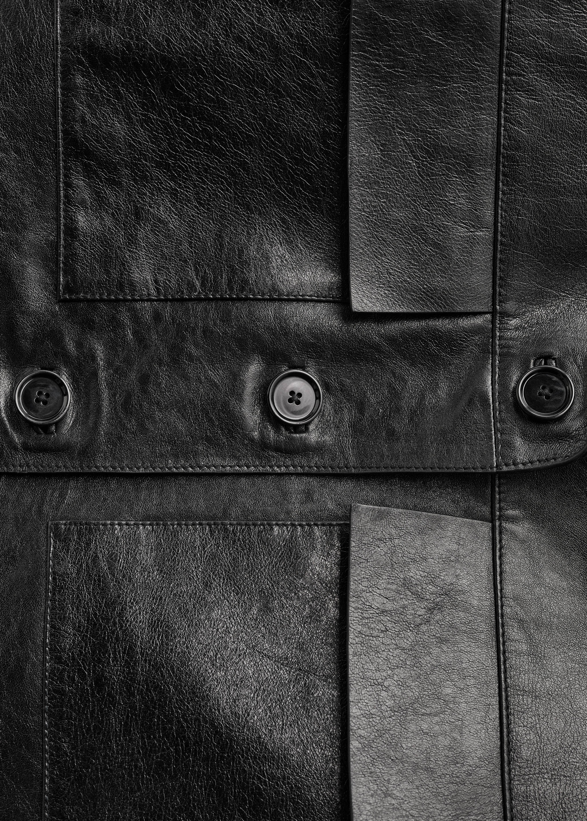 Oversized leather jacket with pockets - Details of the article 8