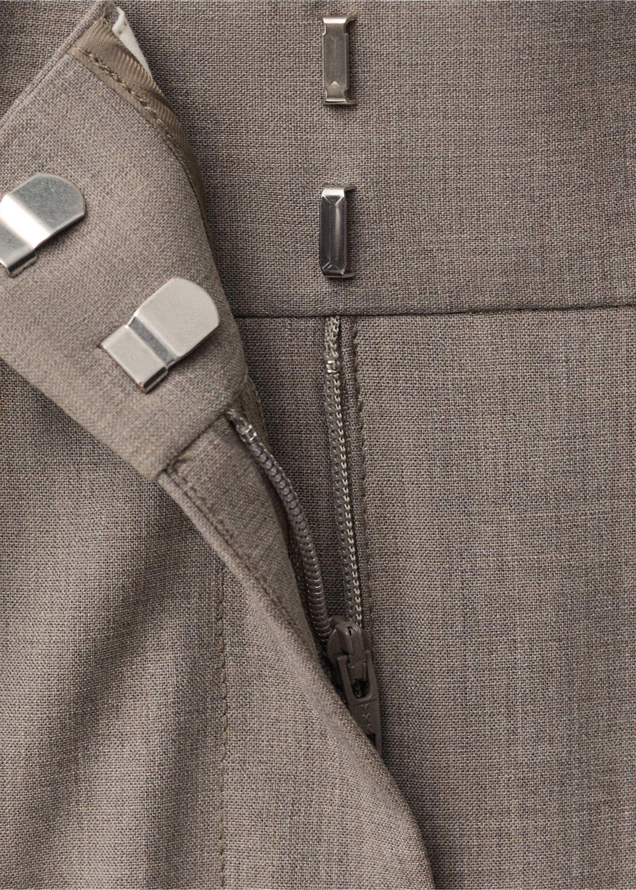 Wide leg wool-blend suit pants - Details of the article 0, Medium Brown. Ref: 87084426-00.
