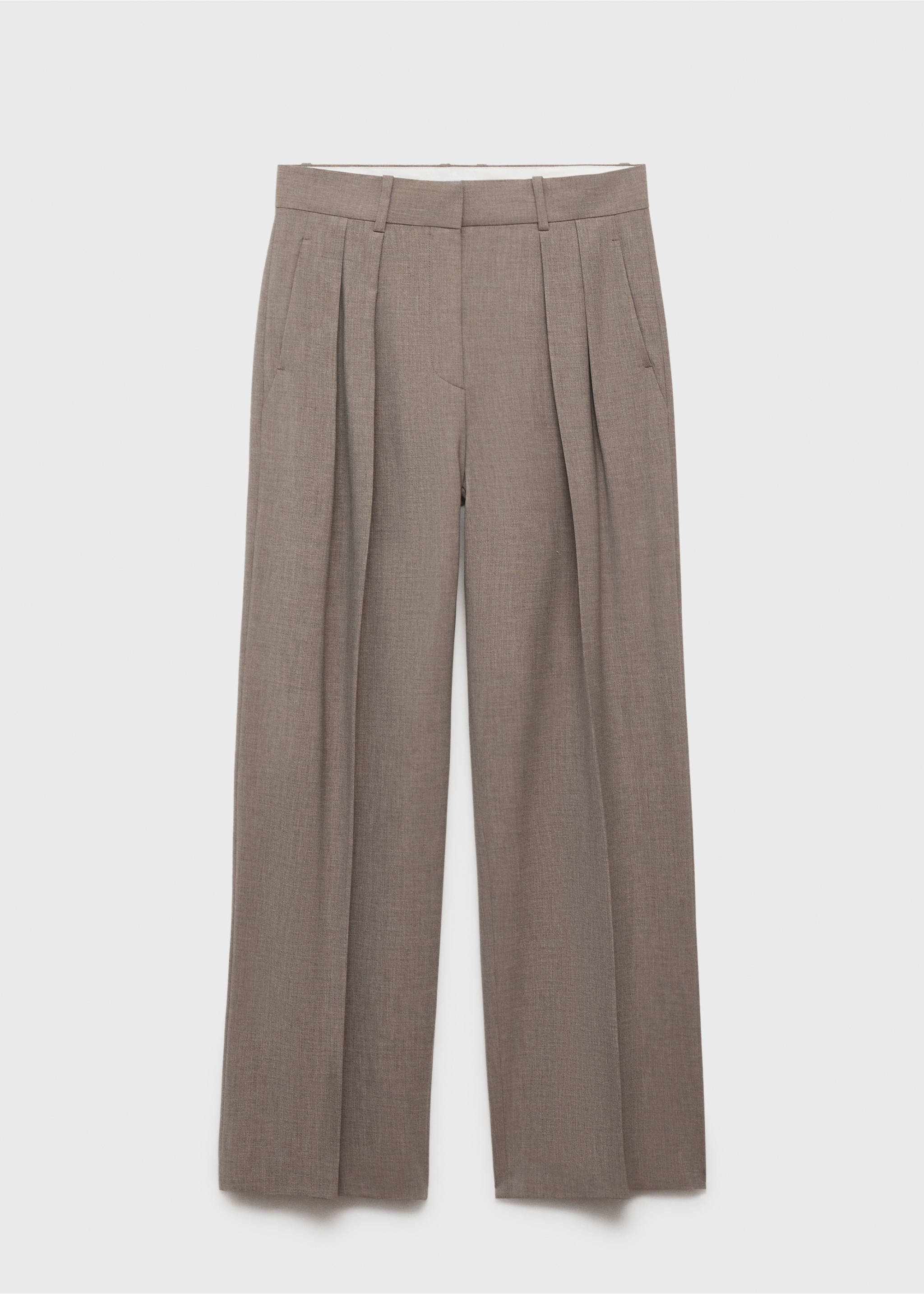 Wide leg wool-blend suit pants - Article without model, Medium Brown. Ref: 87084426-00.
