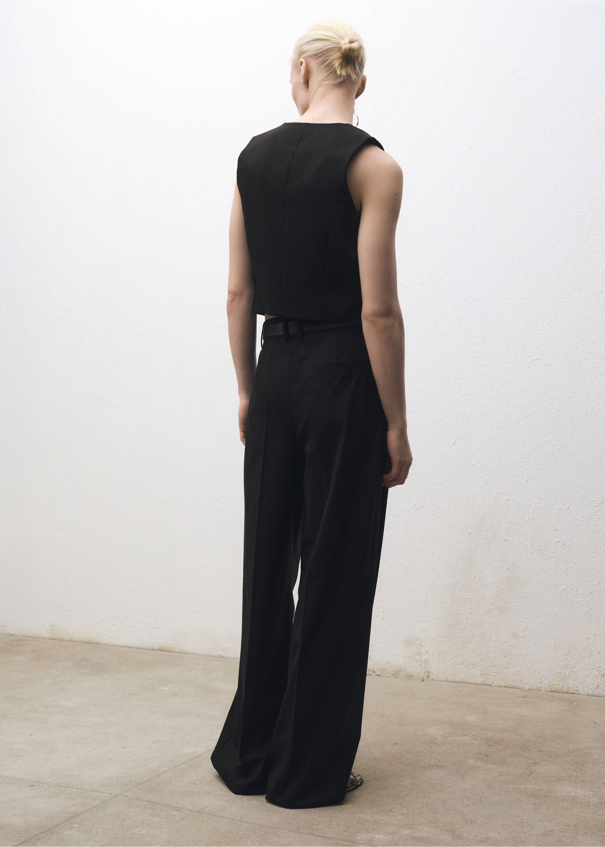 Wide leg wool-blend suit pants - Reverse of the article, Black. Ref: 87084426-00.