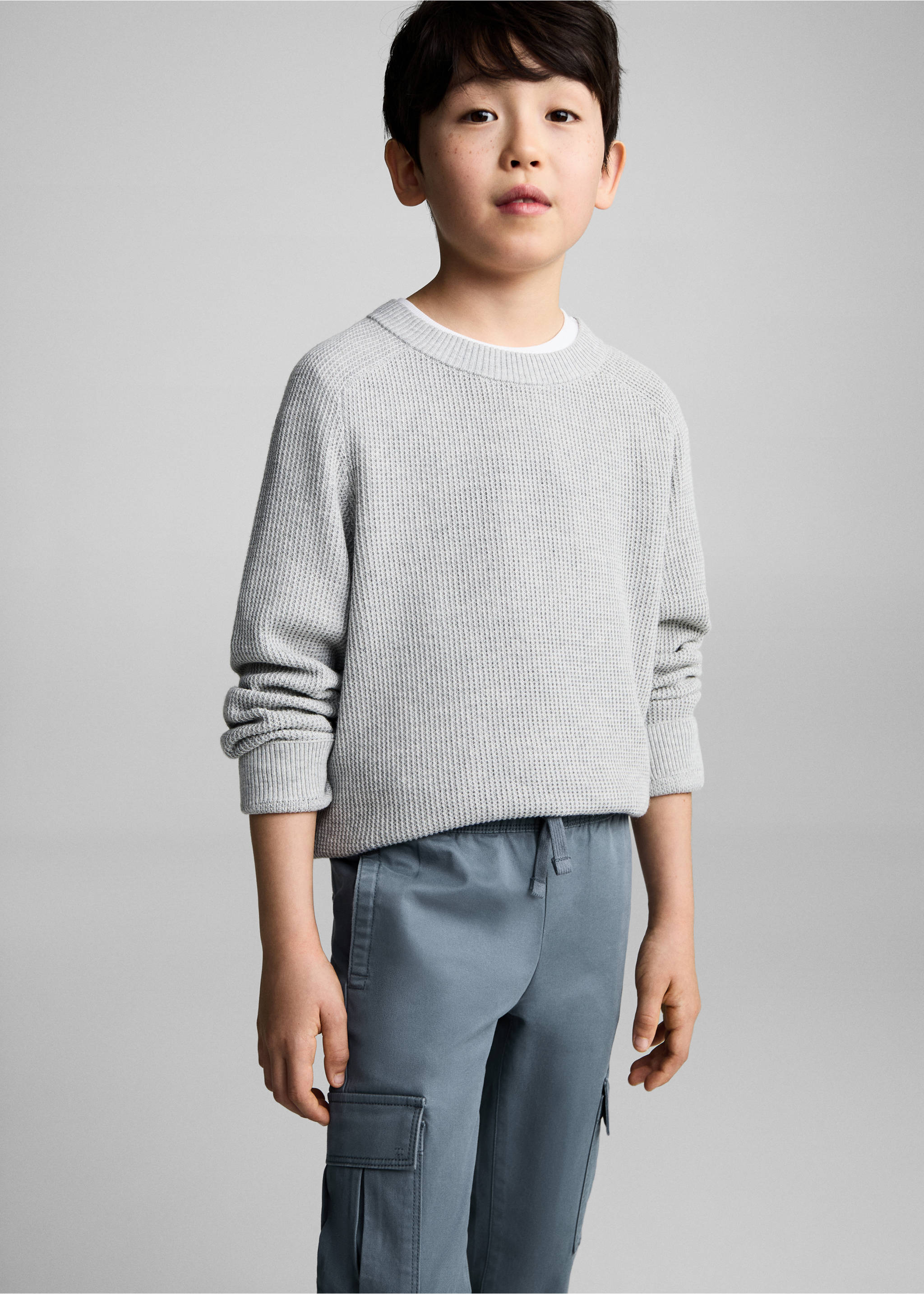 Cargohose aus Baumwolle - Mittlere Ansicht, Porzellanblau. Ref: 87084781-00.