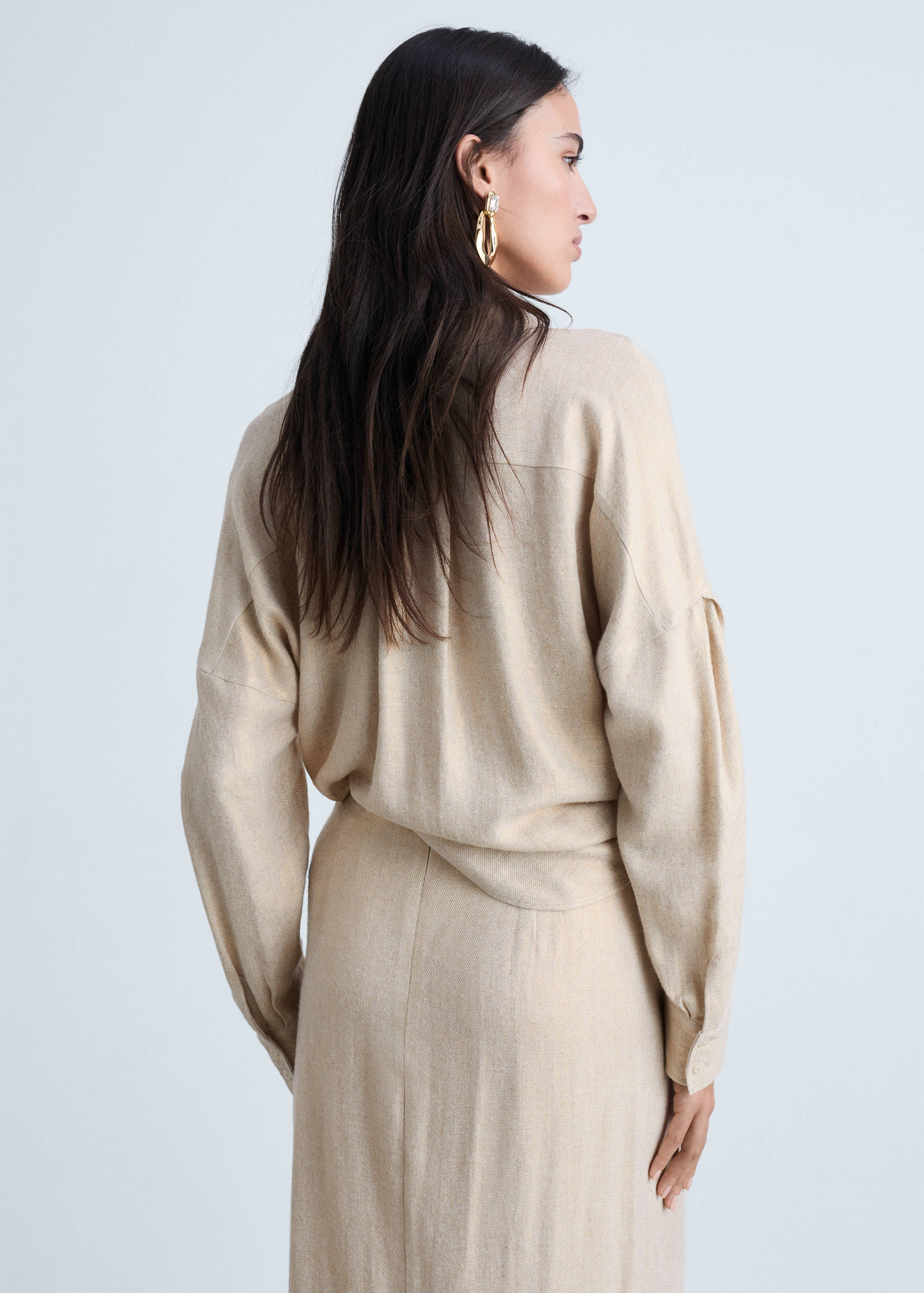 Camisa regular mezcla lino - Reverso del artículo