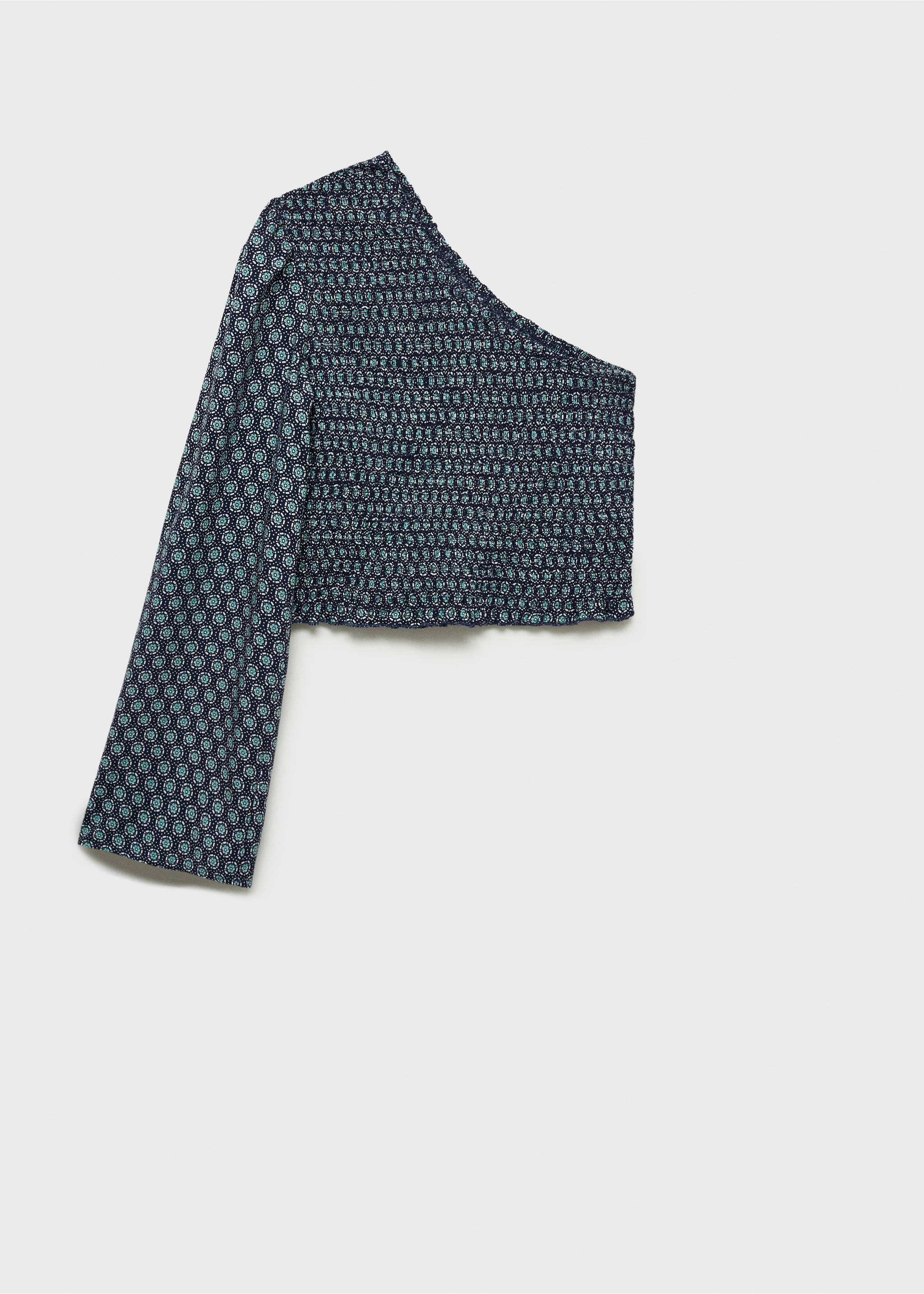 Ruffled asymmetrical blouse - Article without model, Dark Navy. Ref: 87084787-00.