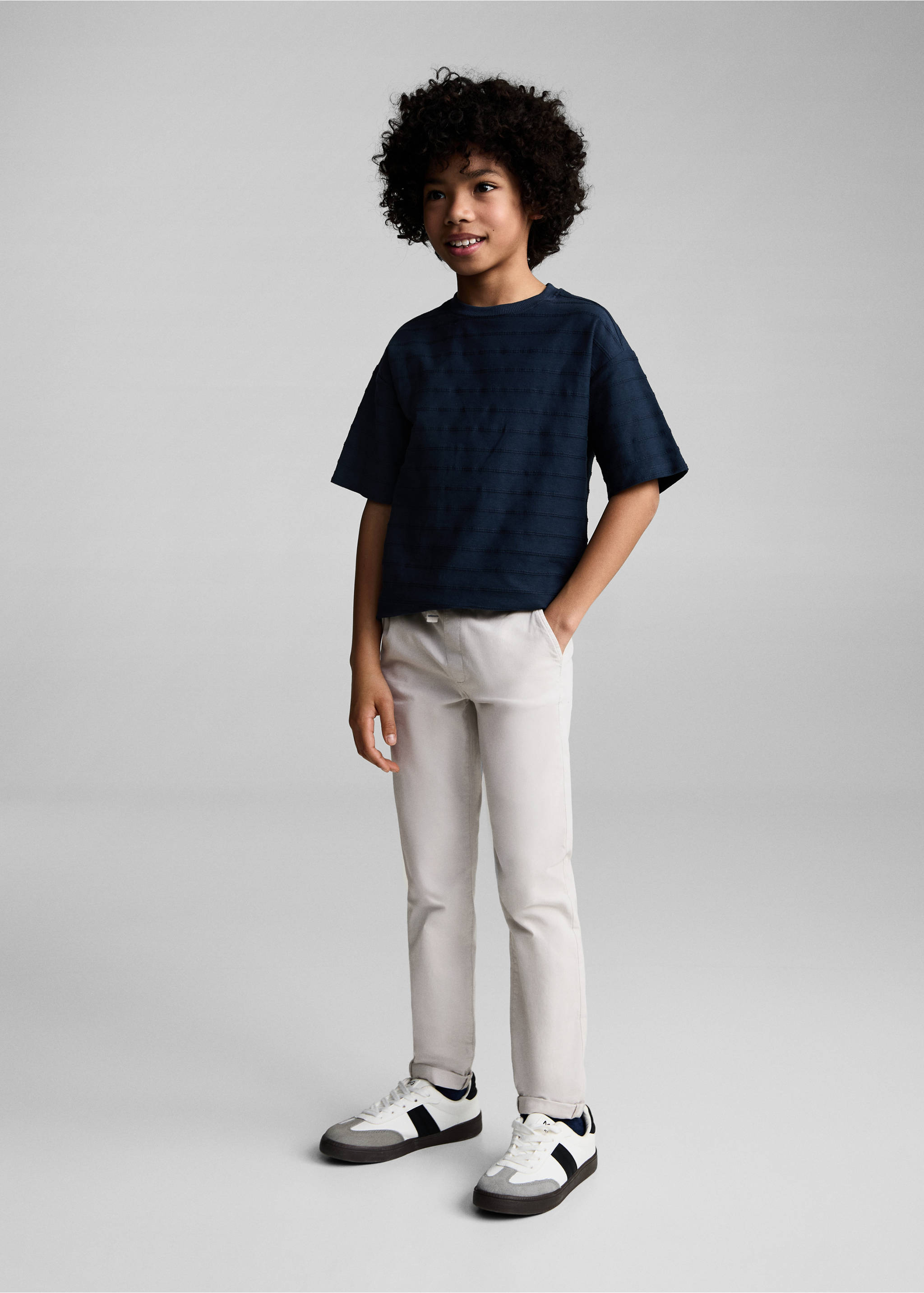 Pantalons slim fit cotó - Pla general, Gris gel. Ref: 87084791-00.