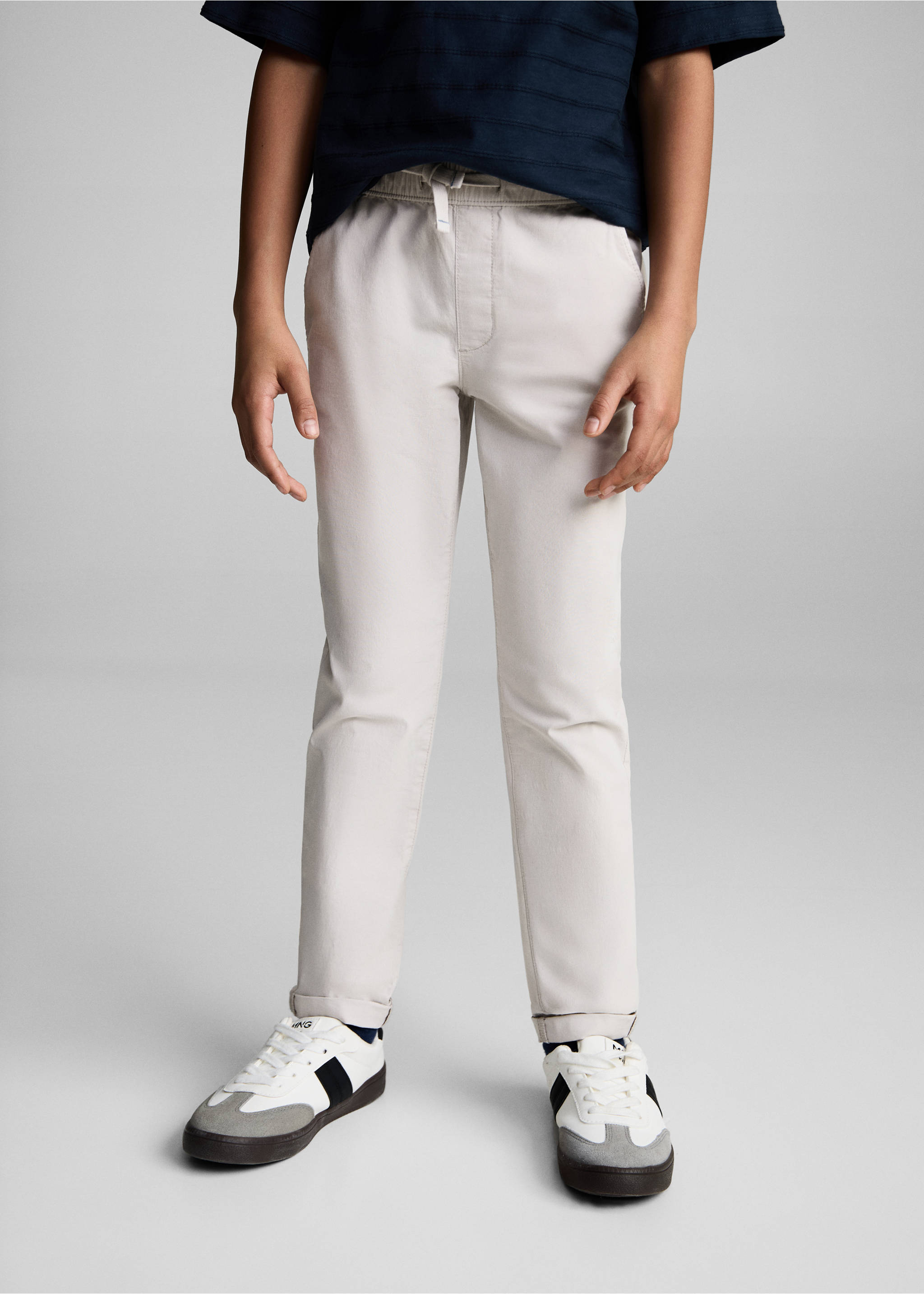 Pantalons slim fit cotó - Pla mig, Gris gel. Ref: 87084791-00.