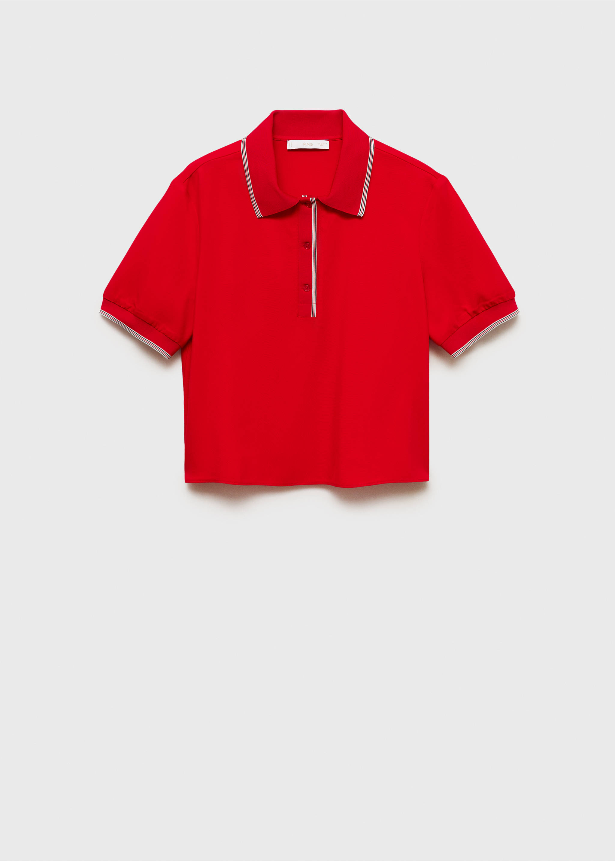 Kurzes Poloshirt mit Kontrastborten - Artikel ohne Model, Rot. Ref: 87084799-00.