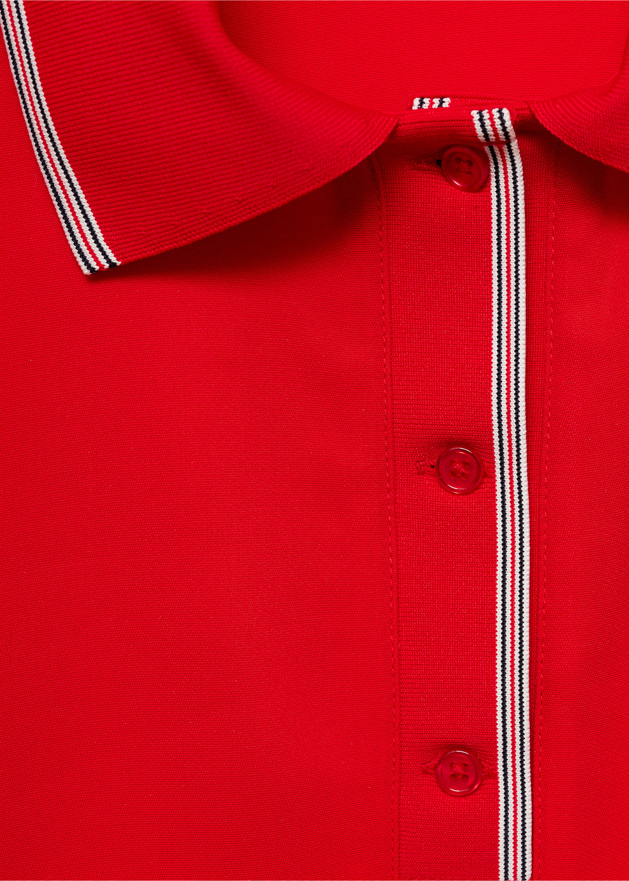 Kurzes Poloshirt mit Kontrastborten - Detail des Artikels 8, Rot. Ref: 87084799-00.