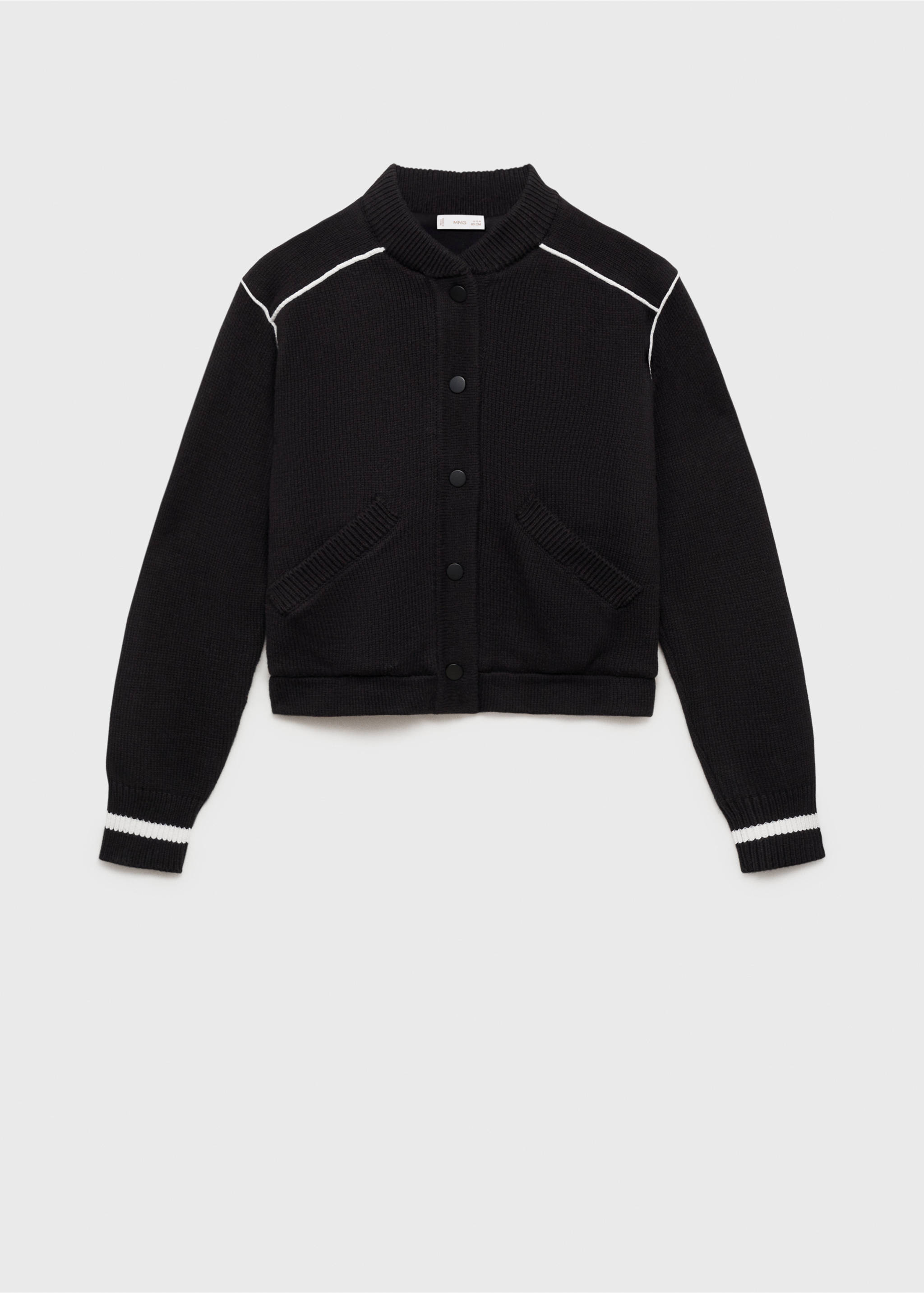 Knitted bomber jacket - Article without model, Black. Ref: 87084800-00.