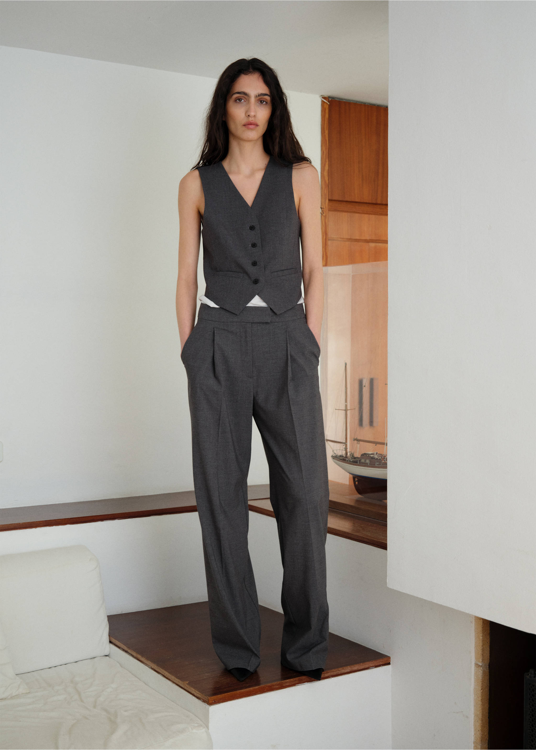 Gilet costume ceinture réglable - Plan général, Gris. Ref: 87084801-00.