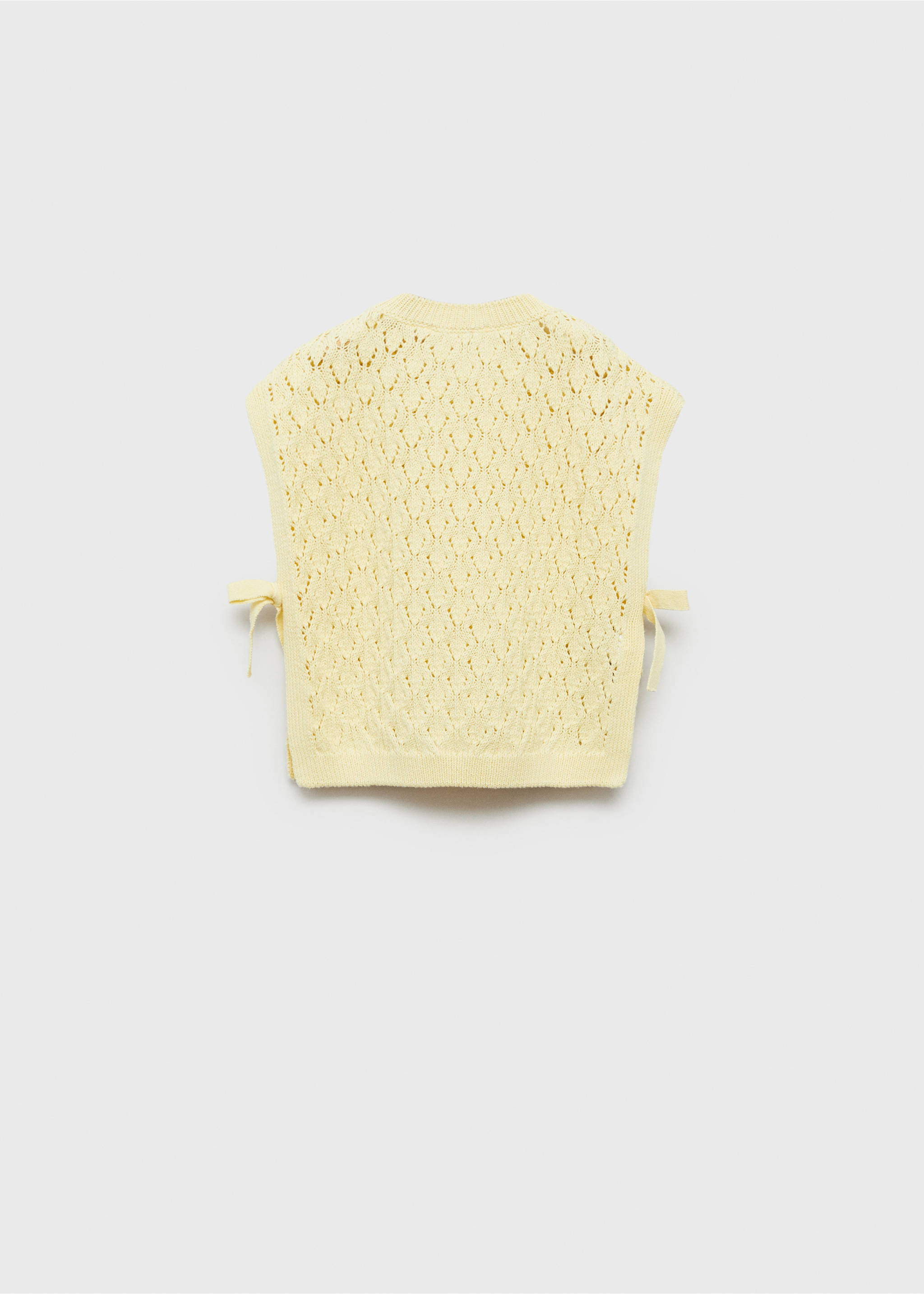 Strickweste mit Lochmusterdetails - Rückseite des Artikels, Pastellgelb. Ref: 87084804-00.