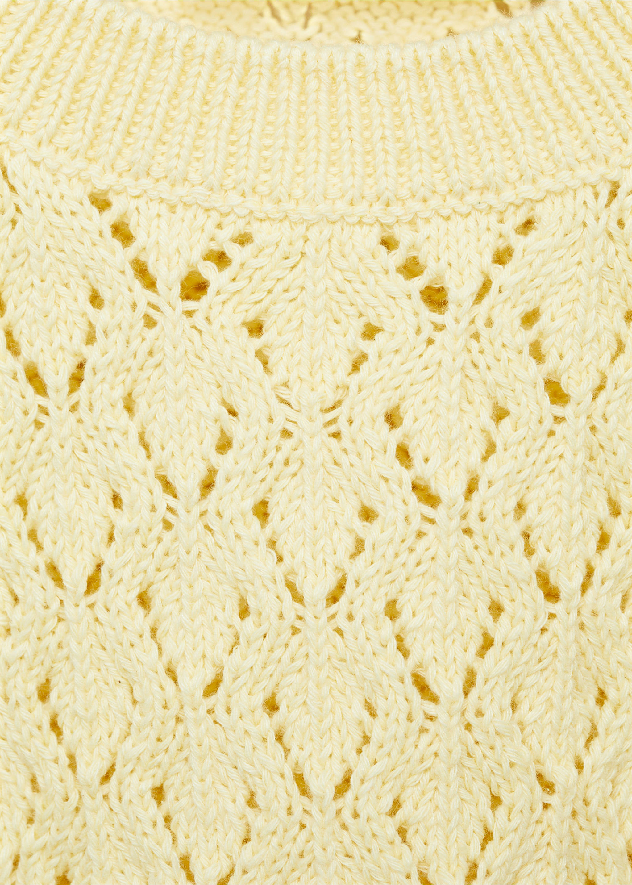 Strickweste mit Lochmusterdetails - Detail des Artikels 8, Pastellgelb. Ref: 87084804-00.