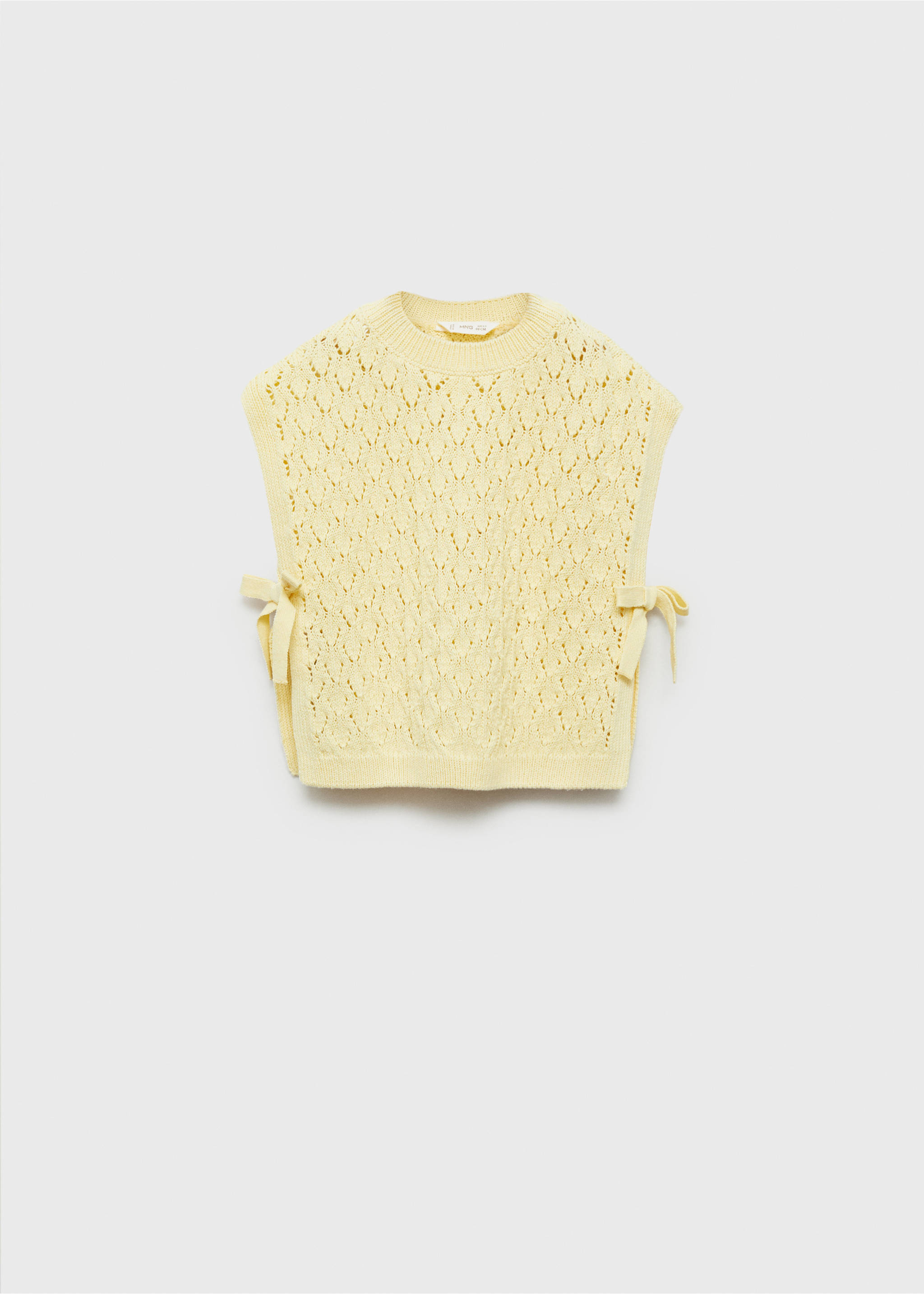 Knitted vest with lace details - Article without model, Pastel Yellow. Ref: 87084804-00.