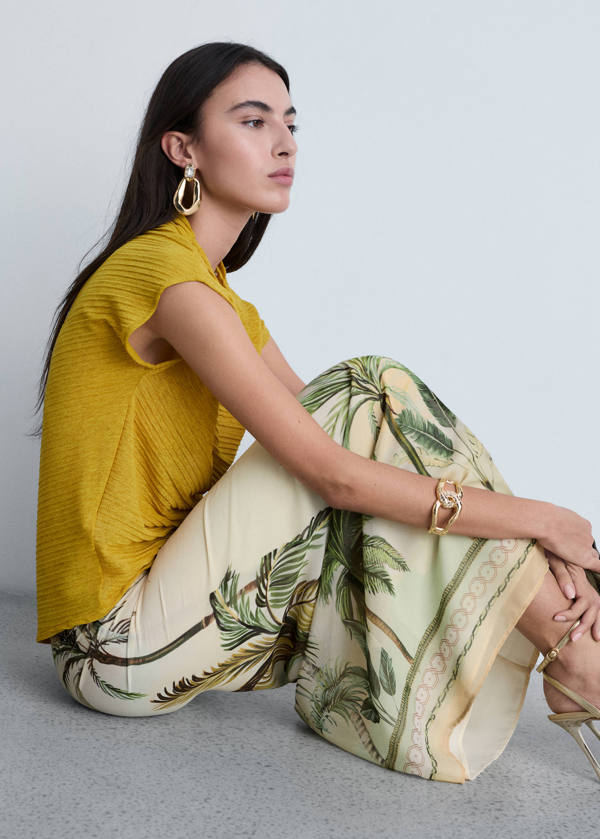 Tropical-print straight skirt - Details of the article 2