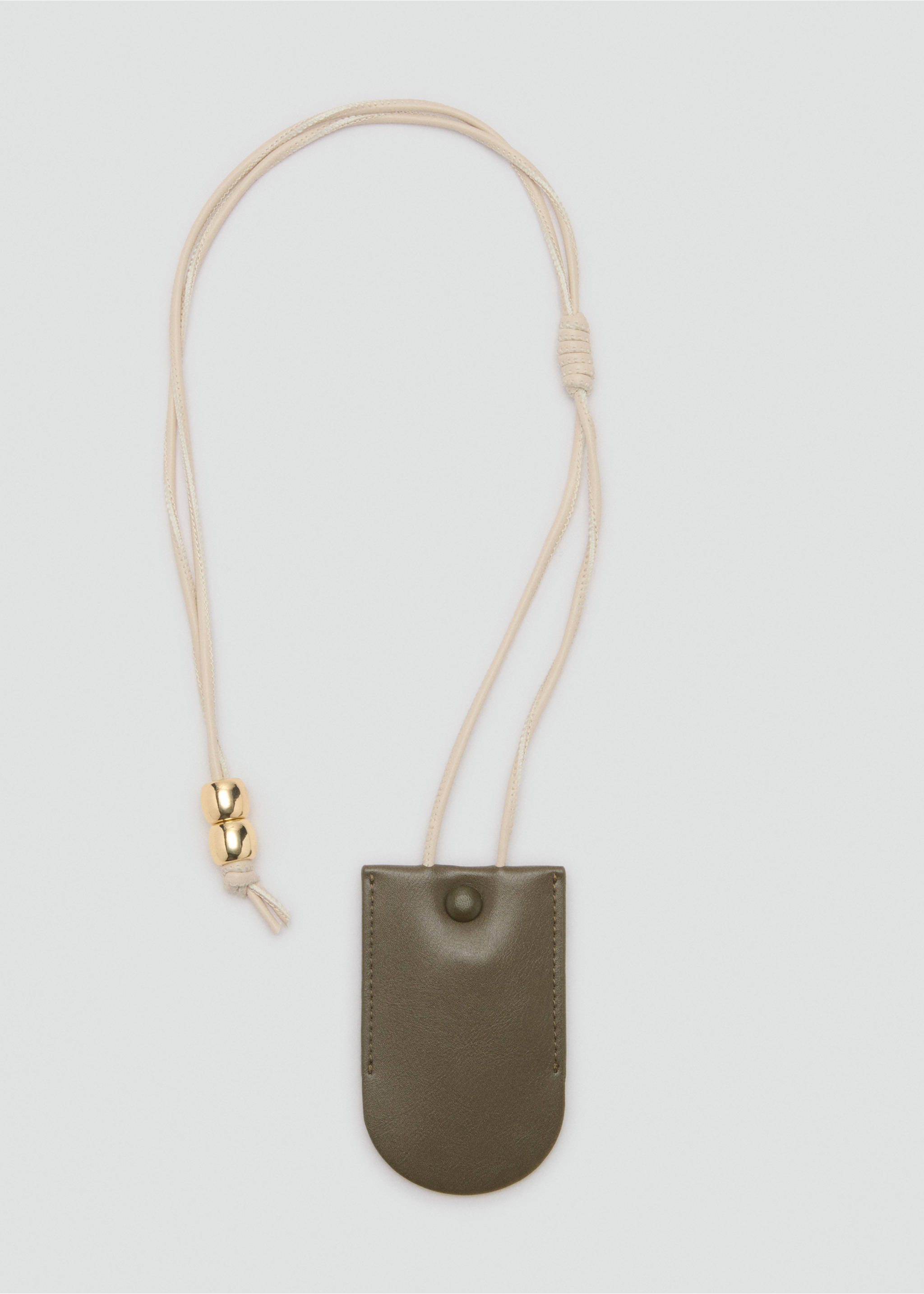 Faux-leather keychain with ball detail - Details of the article 1, Khaki. Ref: 87084809-00.