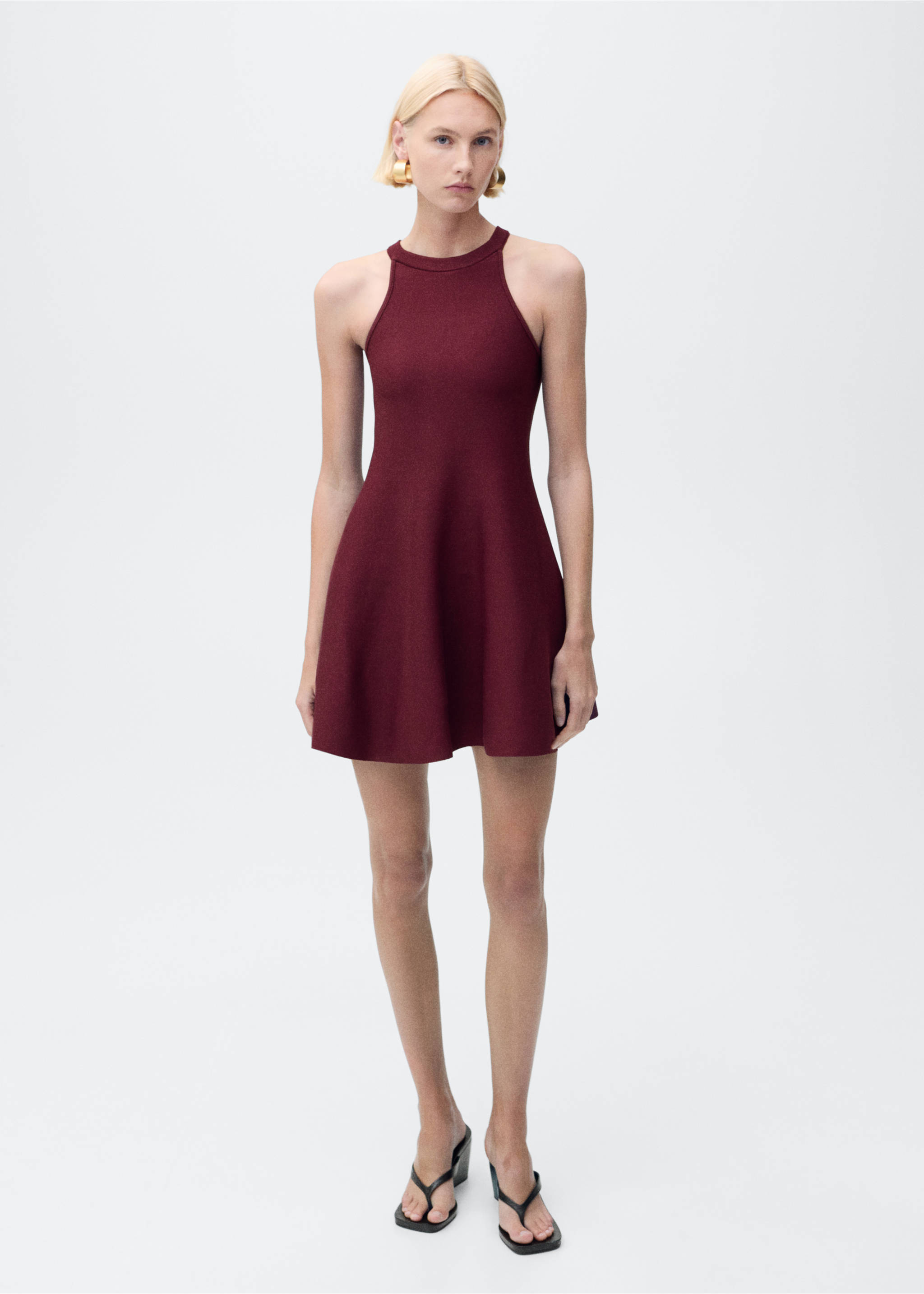 Vestito corto maglia peplum - Piano generale, Granato. Ref: 87084812-00.
