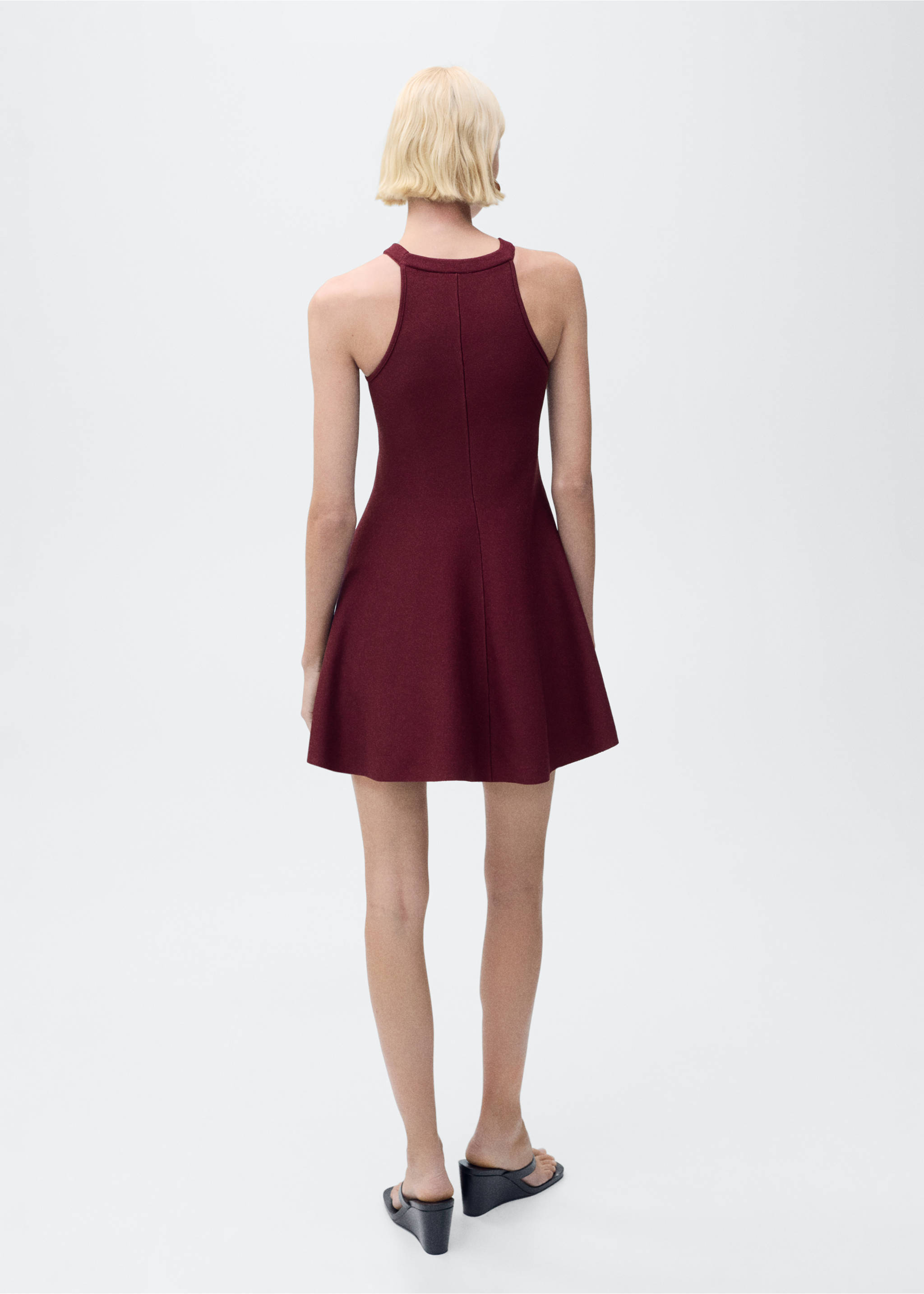 Vestito corto maglia peplum - Retro dell'articolo, Granato. Ref: 87084812-00.