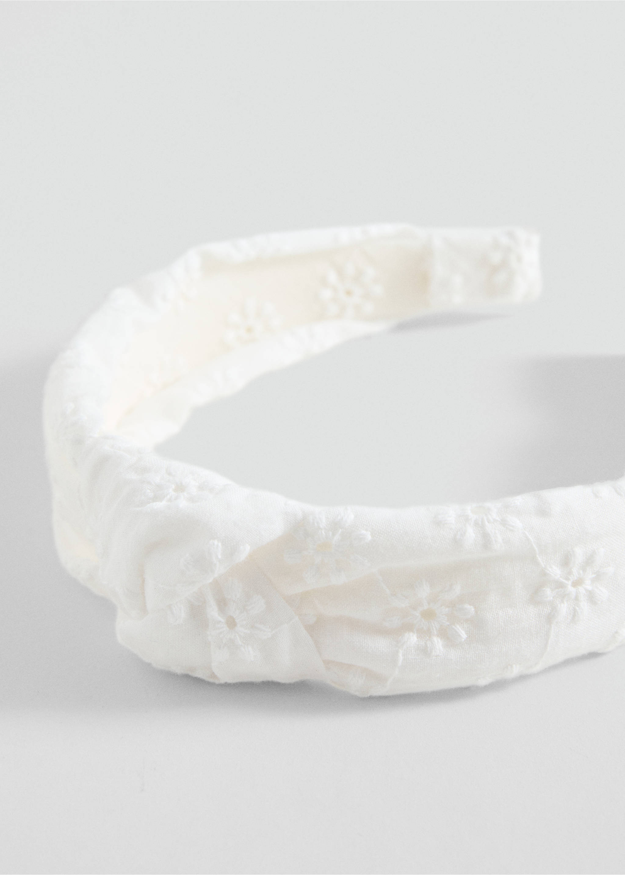 Knotted cotton headband - Medium plane, White. Ref: 87085140-00.