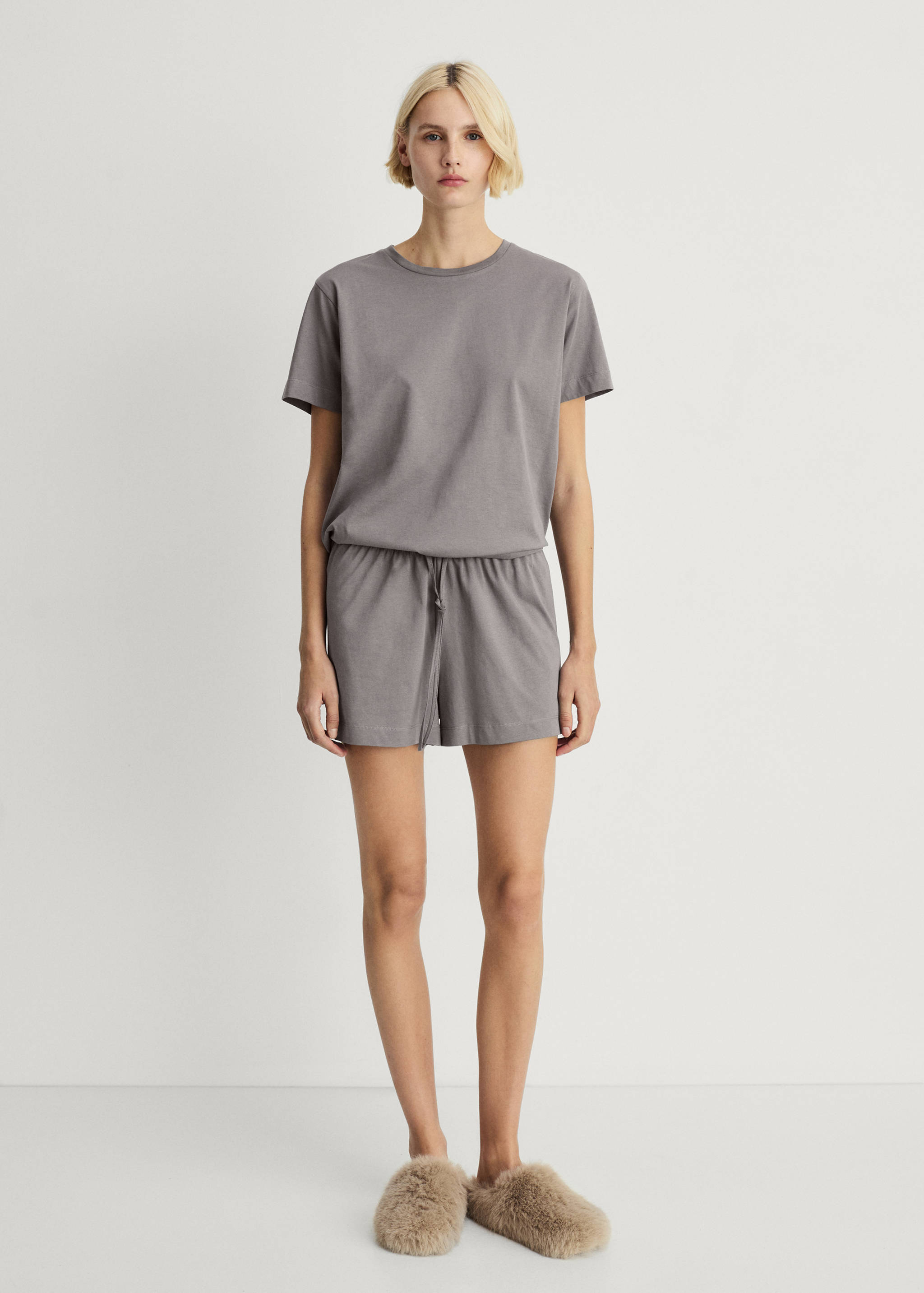 Tweedelige korte katoenen pyjama - Overzichtstekening