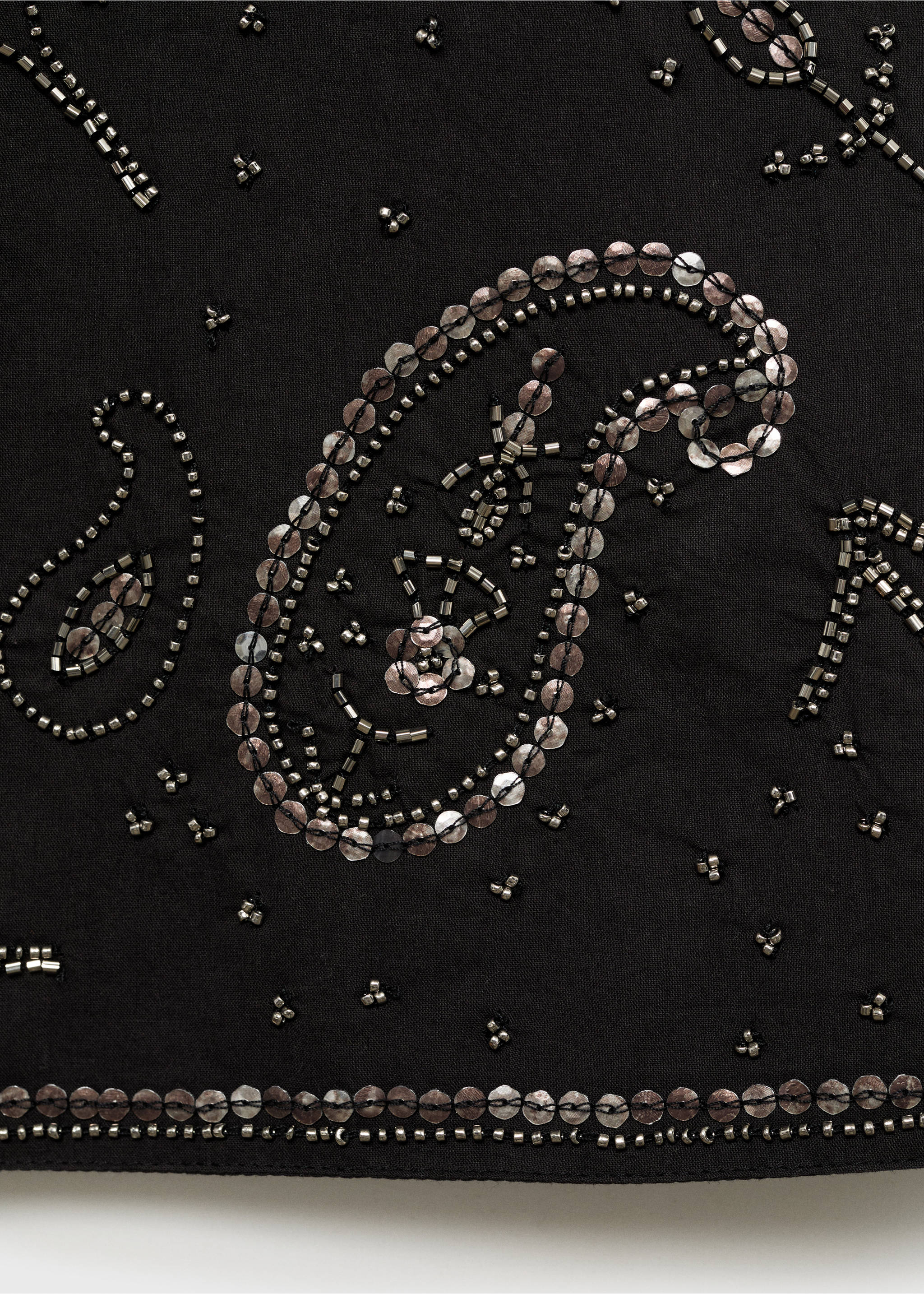 Geborduurd gilet met kralen - Detail van het artikel 0, Zwart. Ref: 87085725-00.