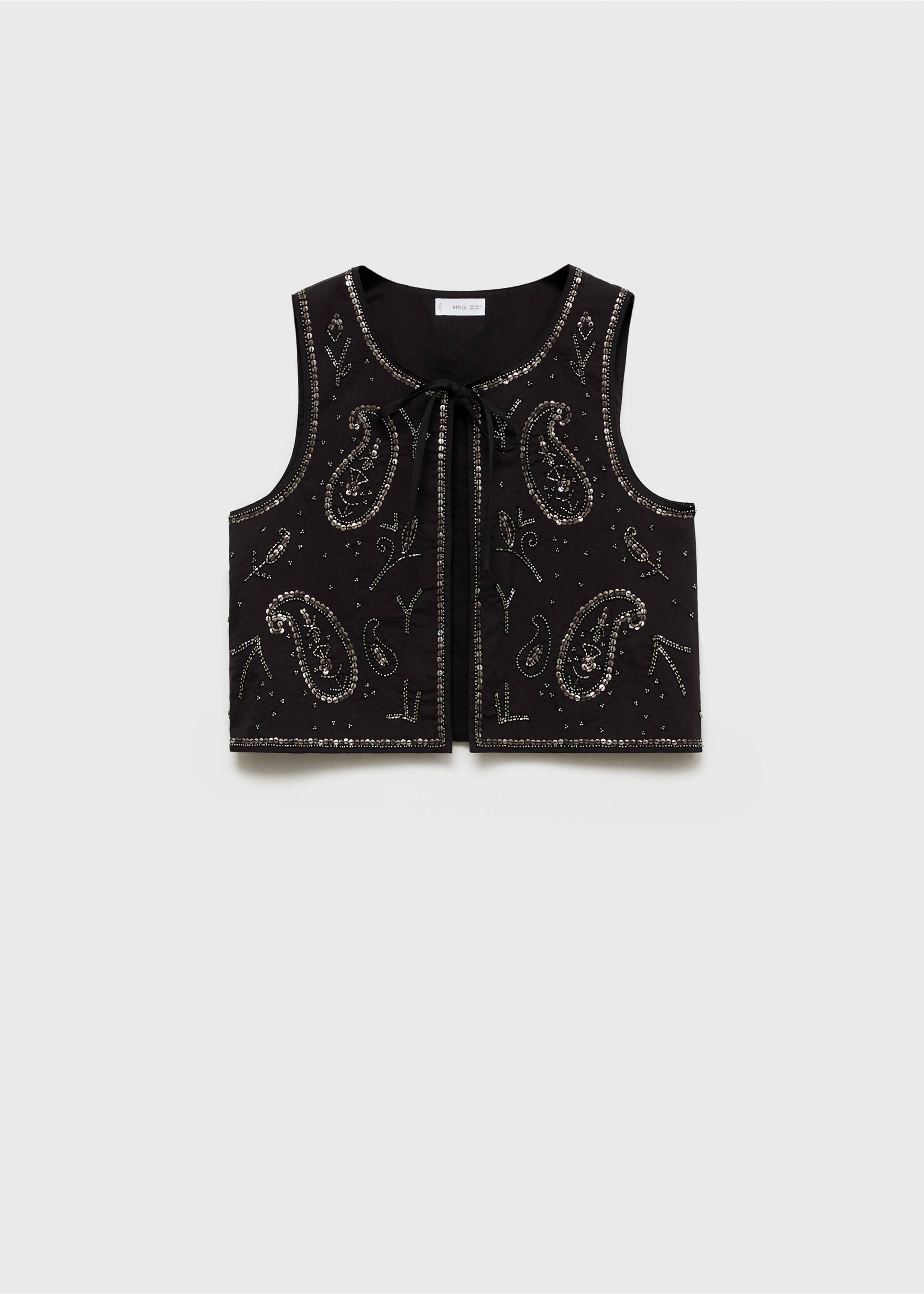 Beaded embroidered gilet - Article without model, Black. Ref: 87085725-00.