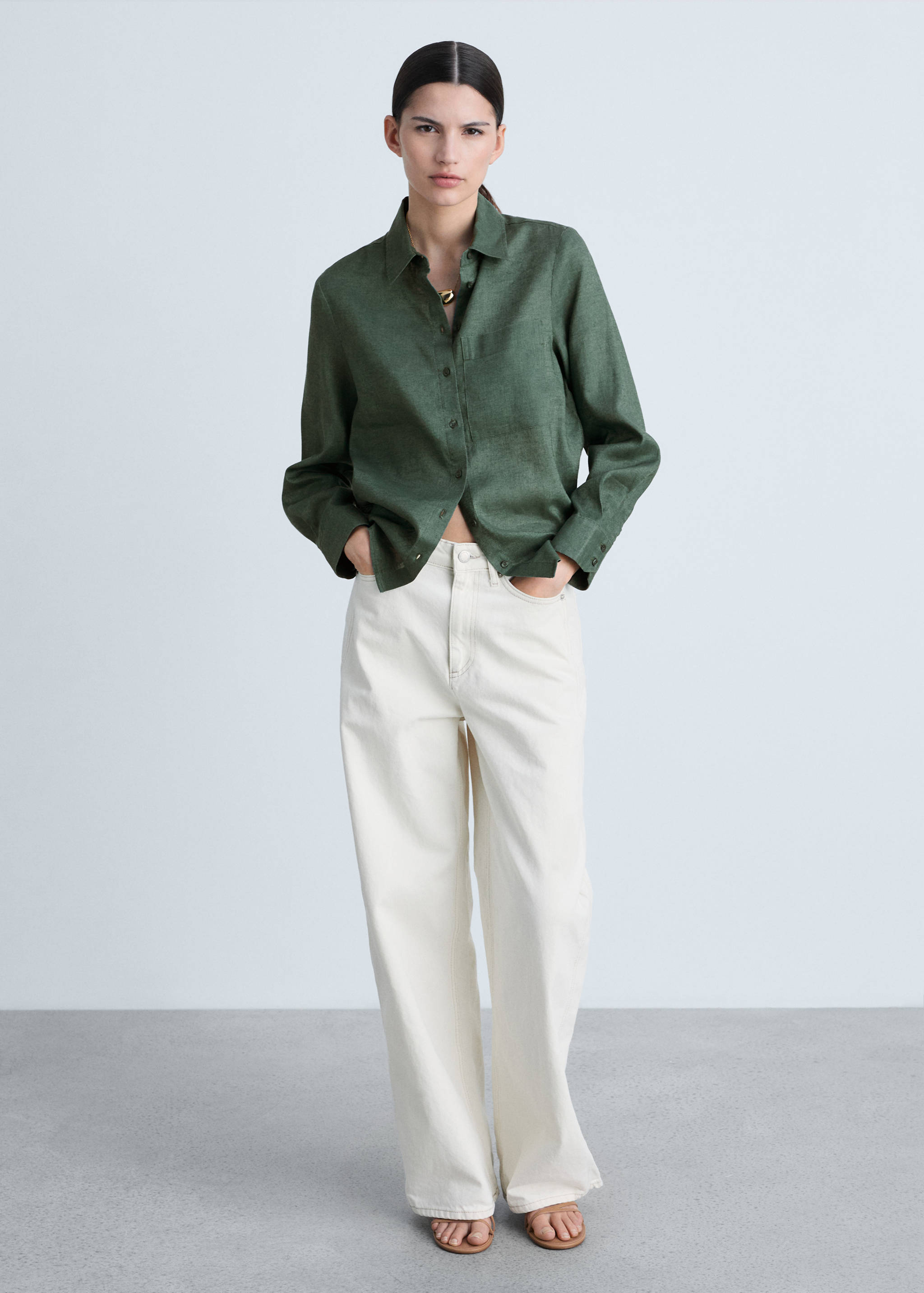 Pocket linen shirt - General plane