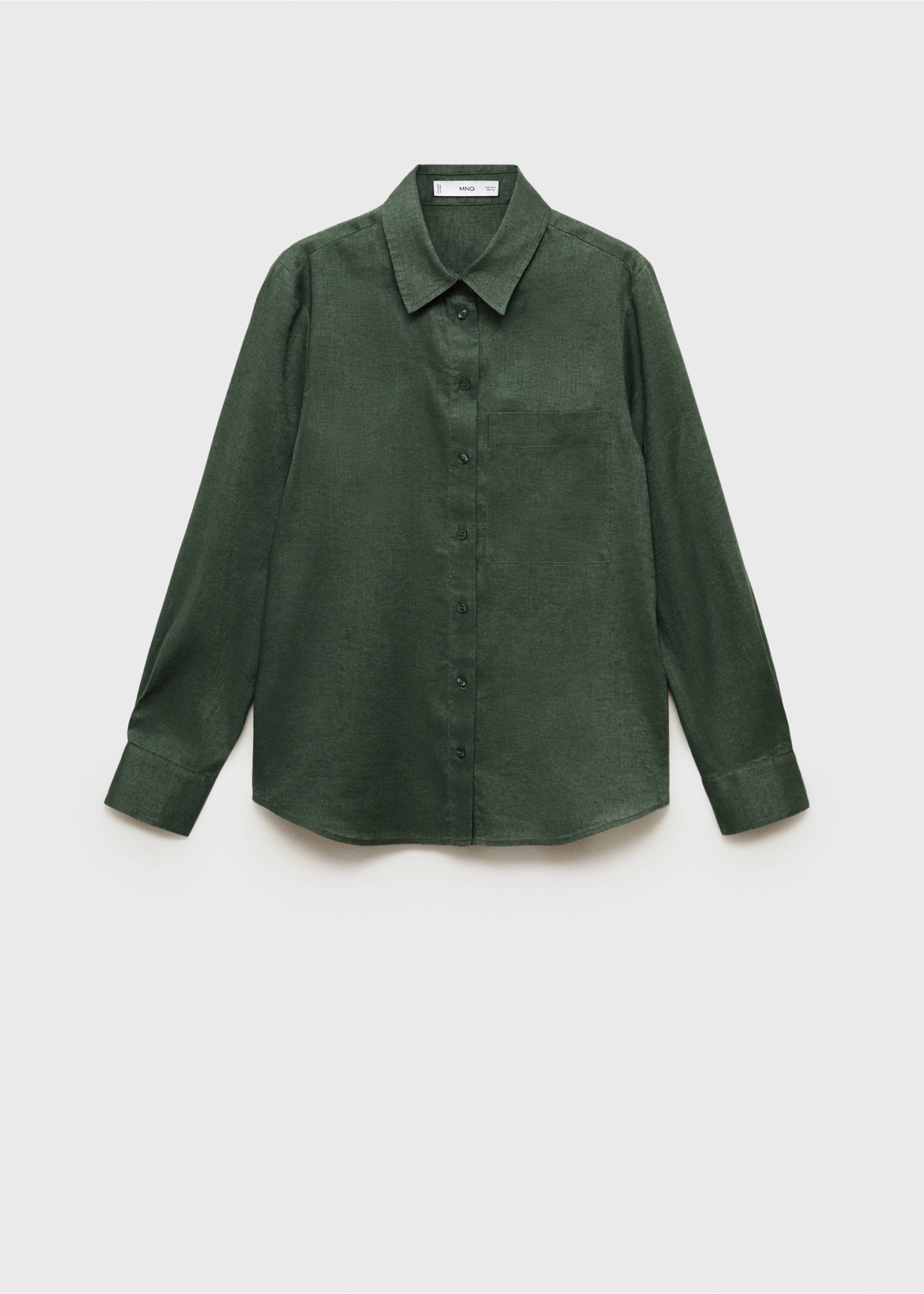 Pocket linen shirt - Article without model, Green. Ref: 87085729-00.