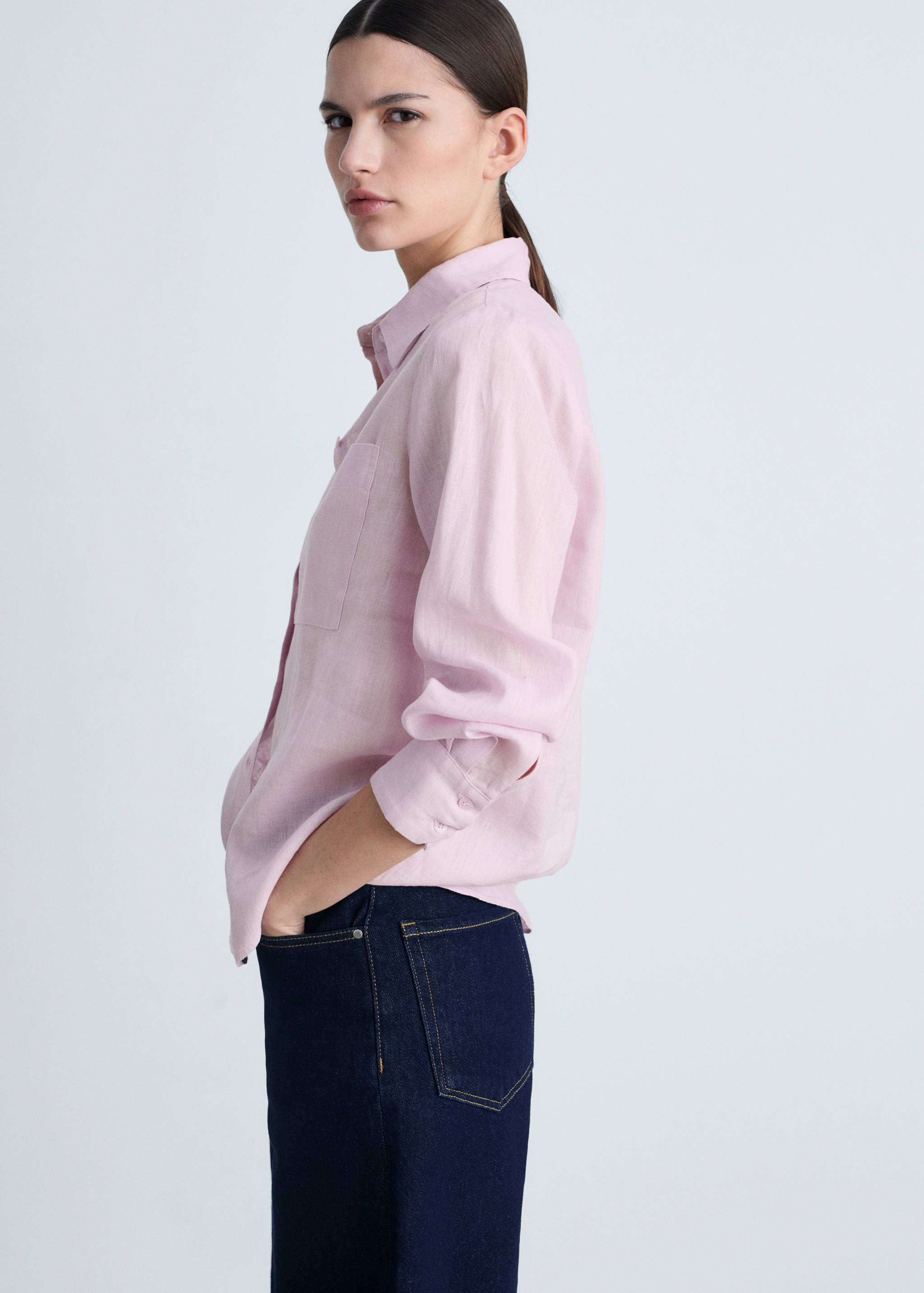 Pocket linen shirt - Medium plane